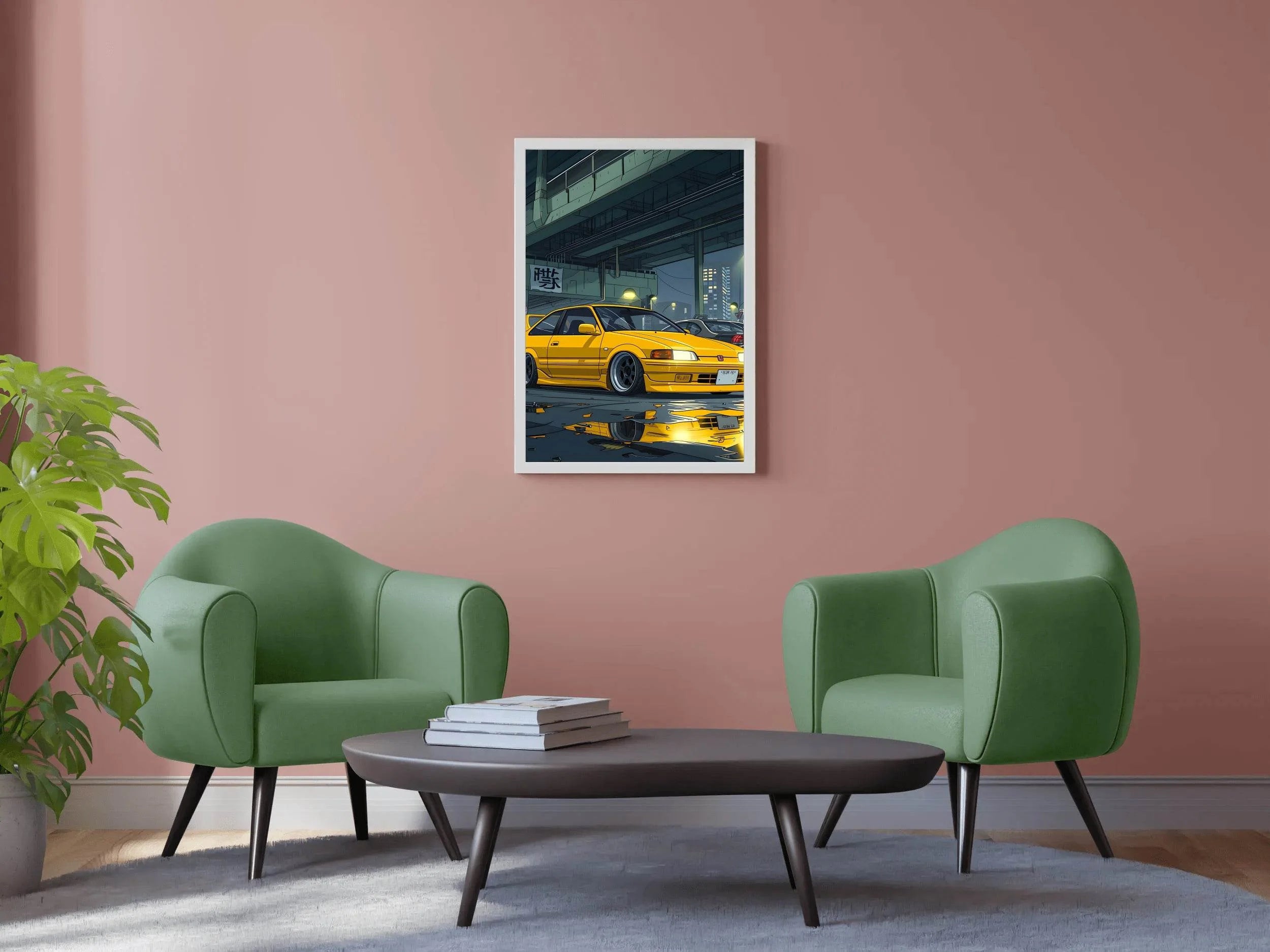 Car Honda Civic Yellow Wall Art - beink online art store
