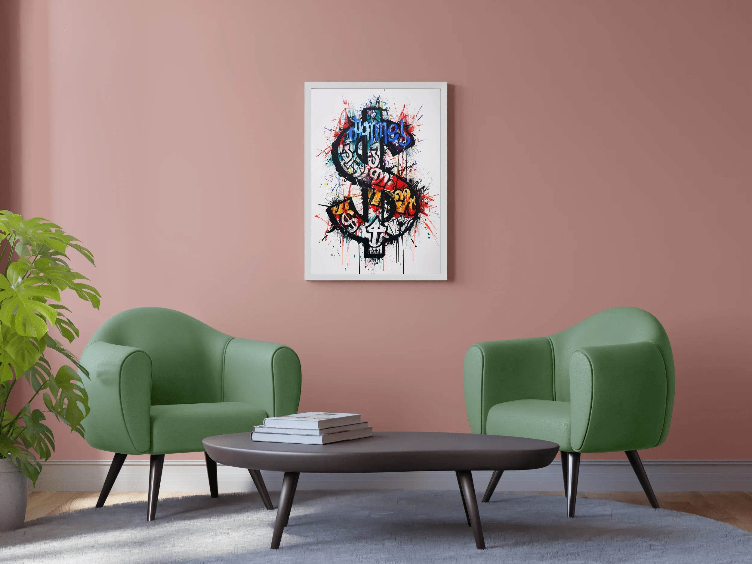 Colorful Abstract Dollar Illustration Wall Art - beink online art store