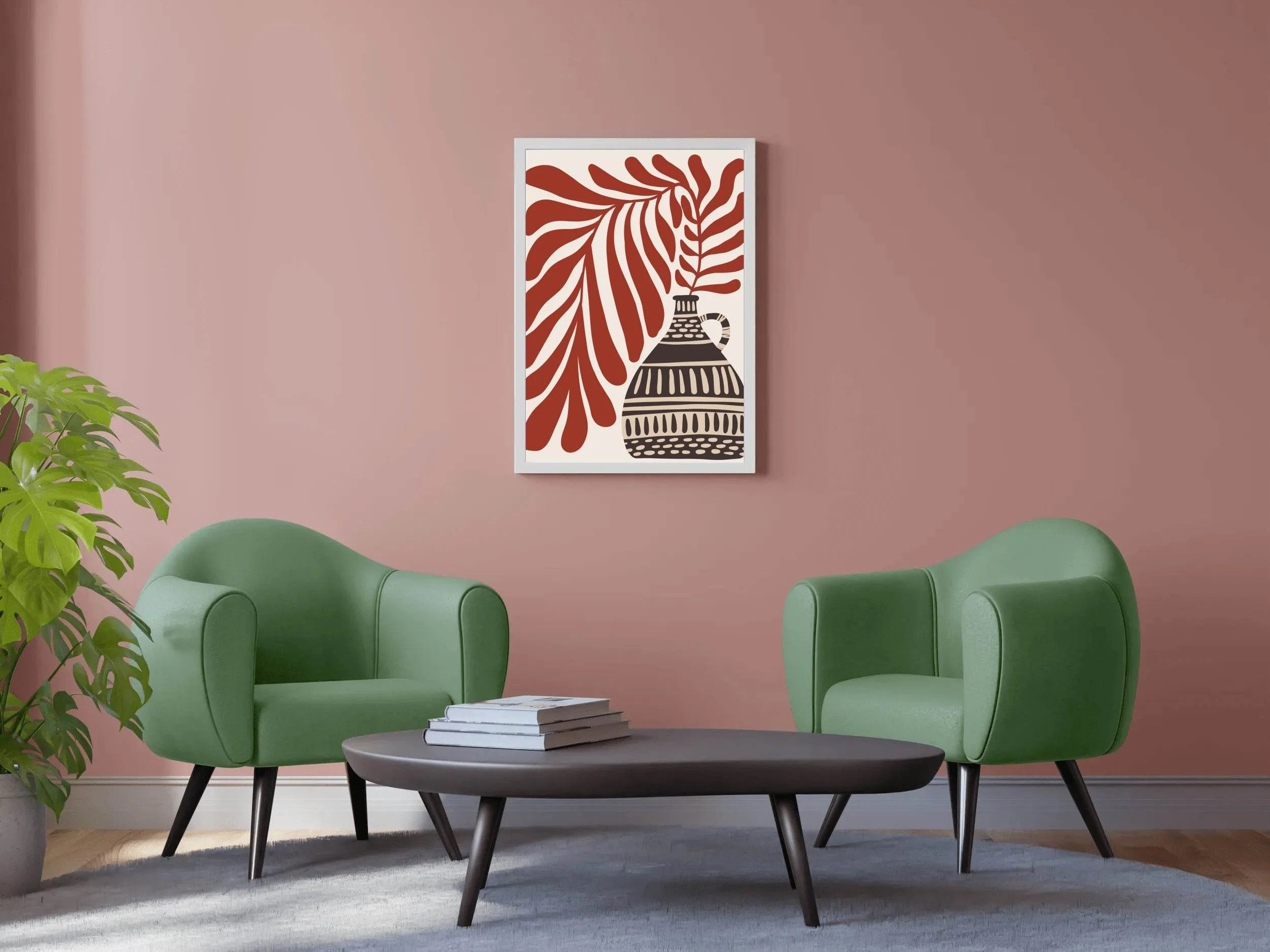 Abstract Patterned Vase and Leaf ArtWork - beink online art store