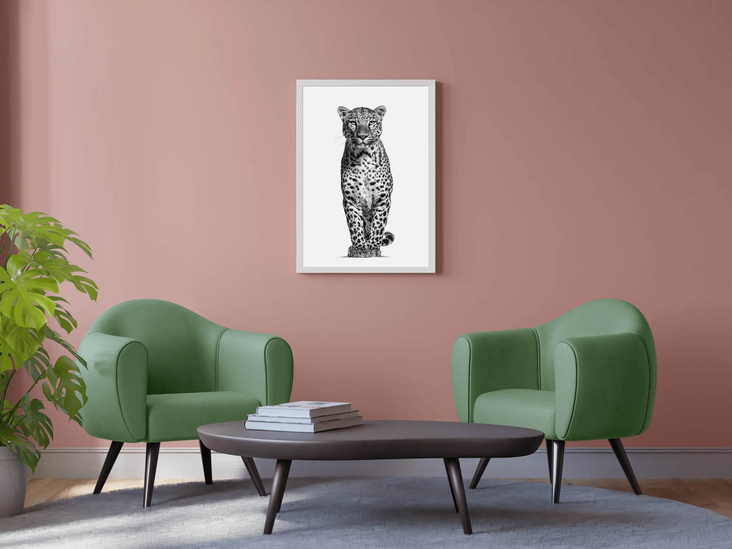 African Leopard Black & White Wall Art - beink online art store