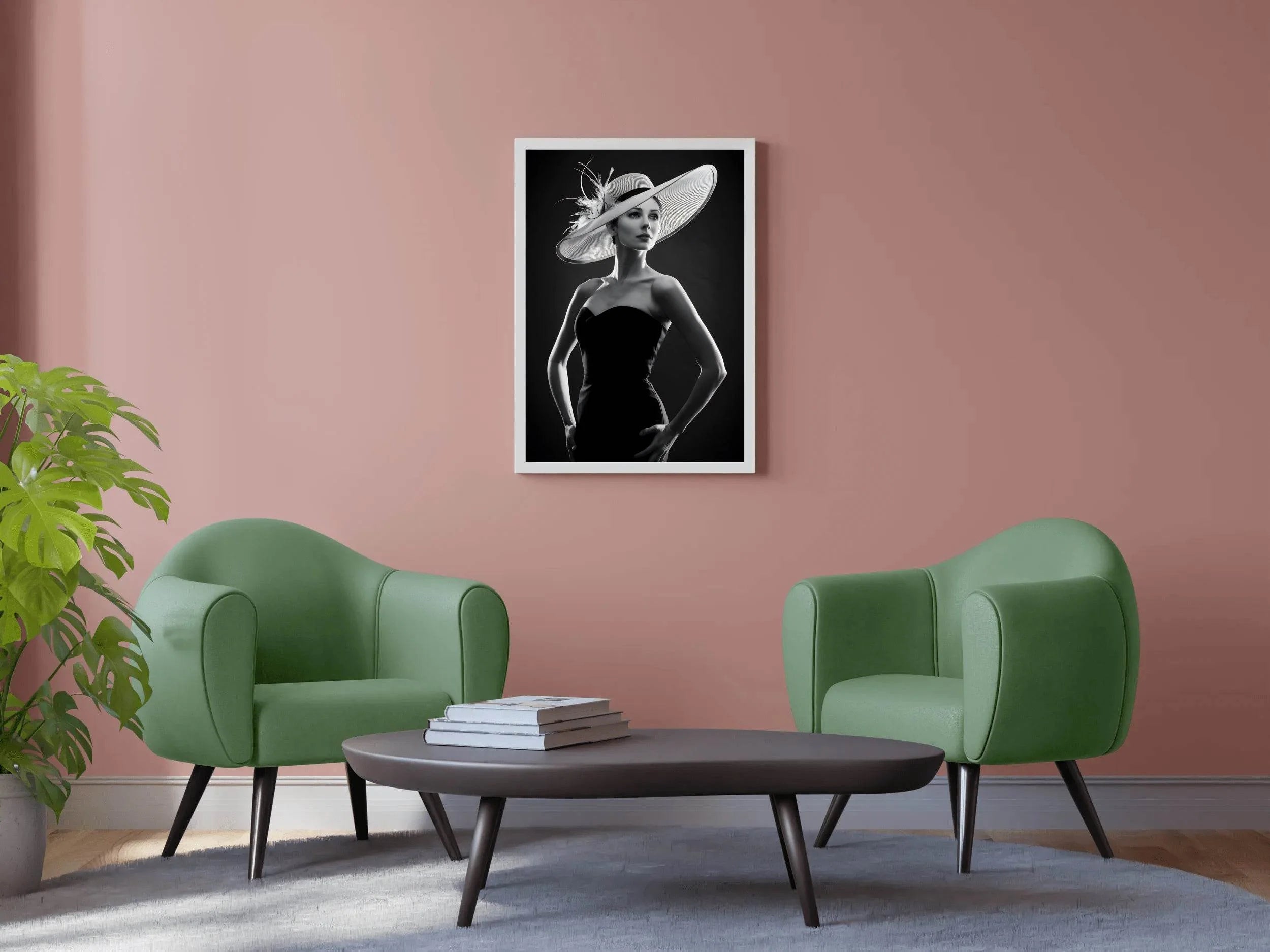 Elegant Women with Hat Black & White Wall Art - beink online art store