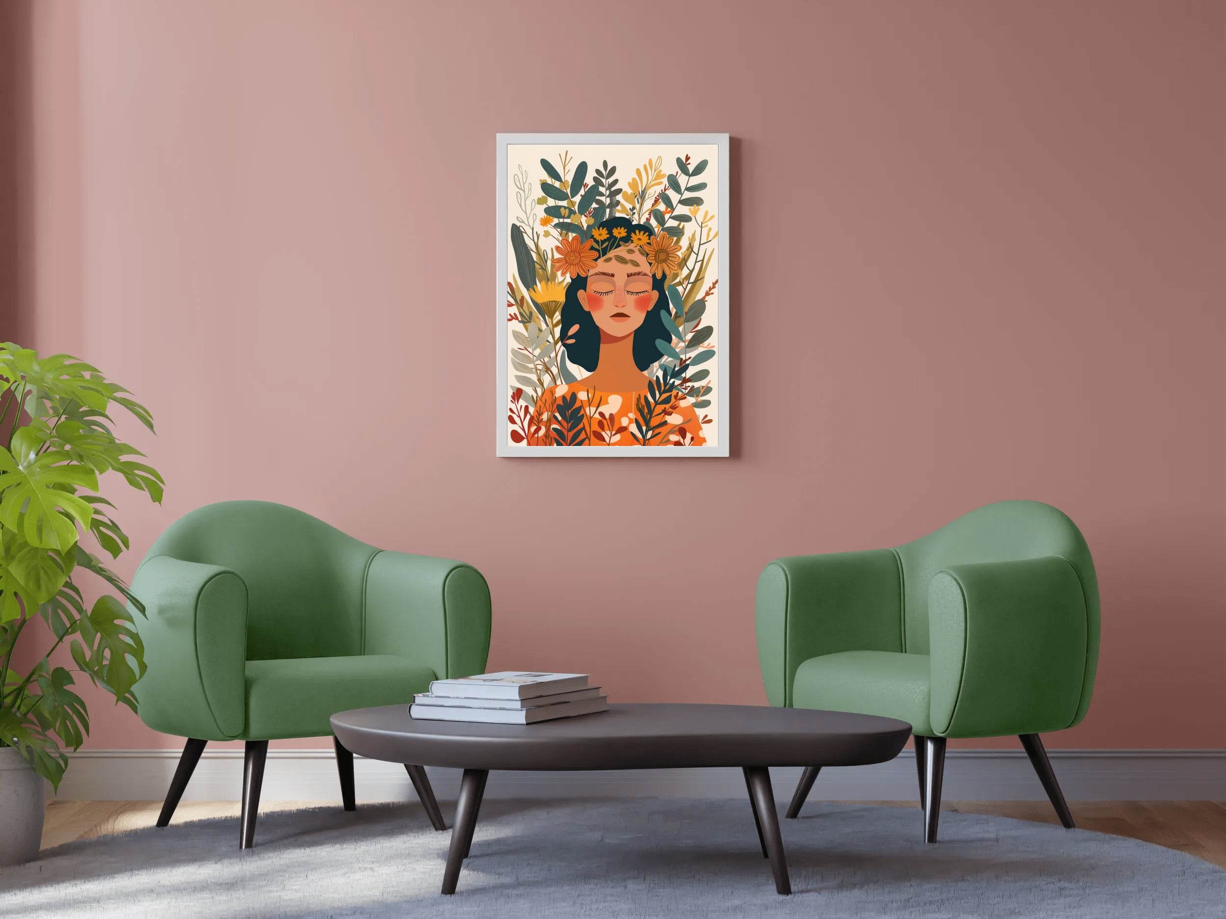 Woman with a Flower Crown on Her Head ArtWork - beink online art store