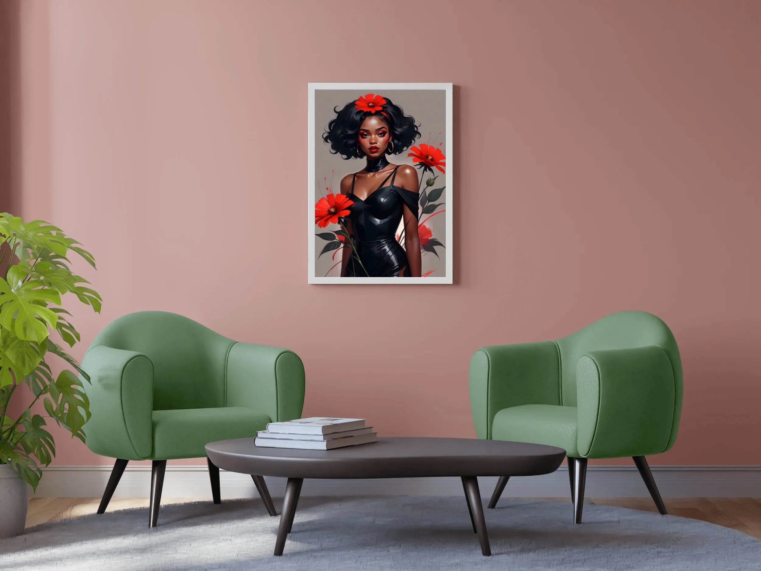 Floral Elegance Bold Beauty in Black and Red Wall Art - beink online art store
