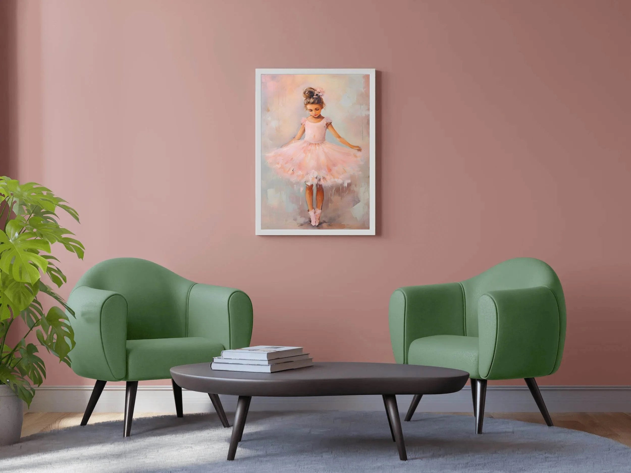 Watercolor Brushed illustration of Girl in Pink Dress - beink online art store
