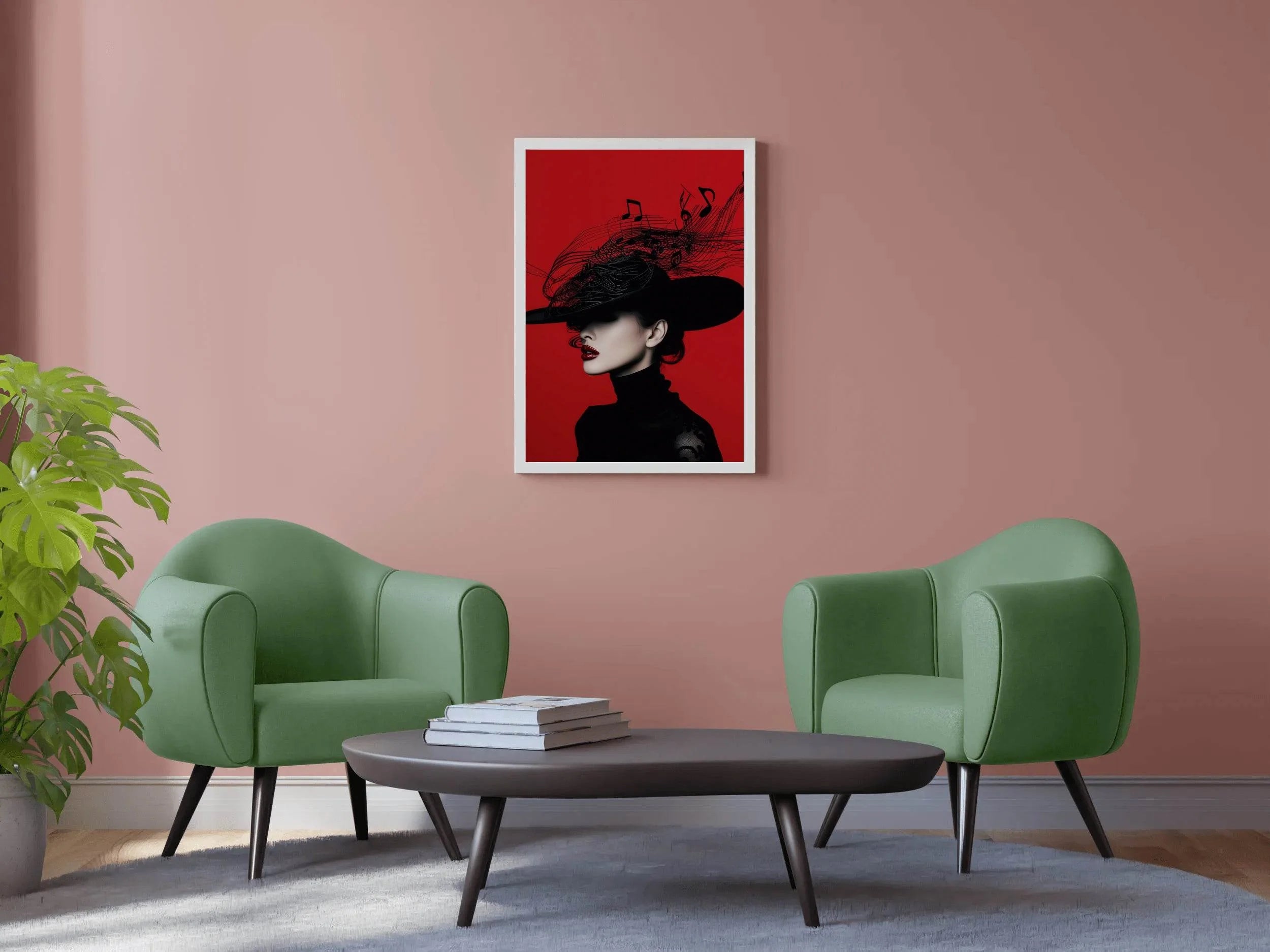 Elegant Lady With Black Hat Modern Wall Art - beink online art store