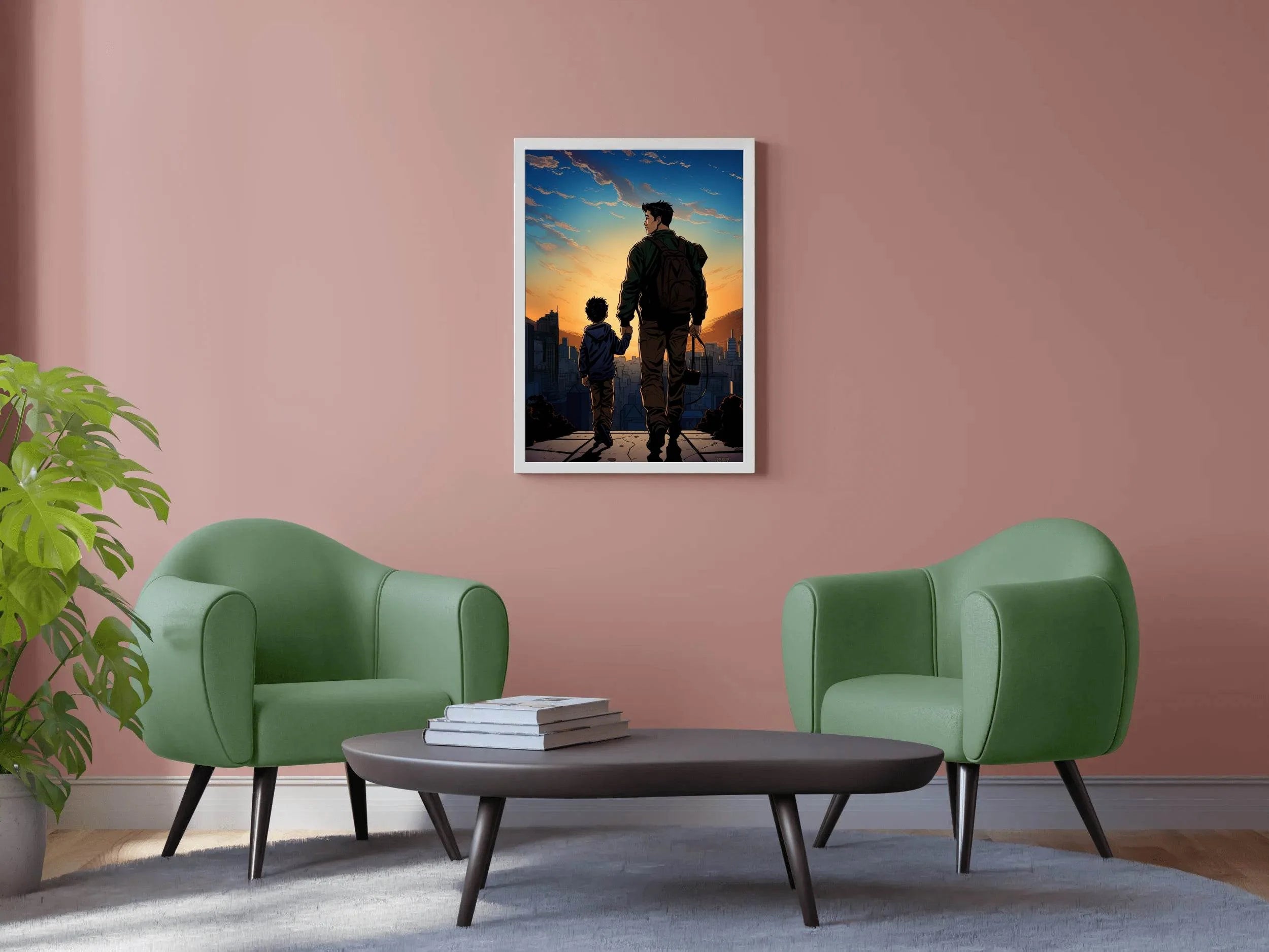 Parent with kid Anime Wall Art - beink online art store