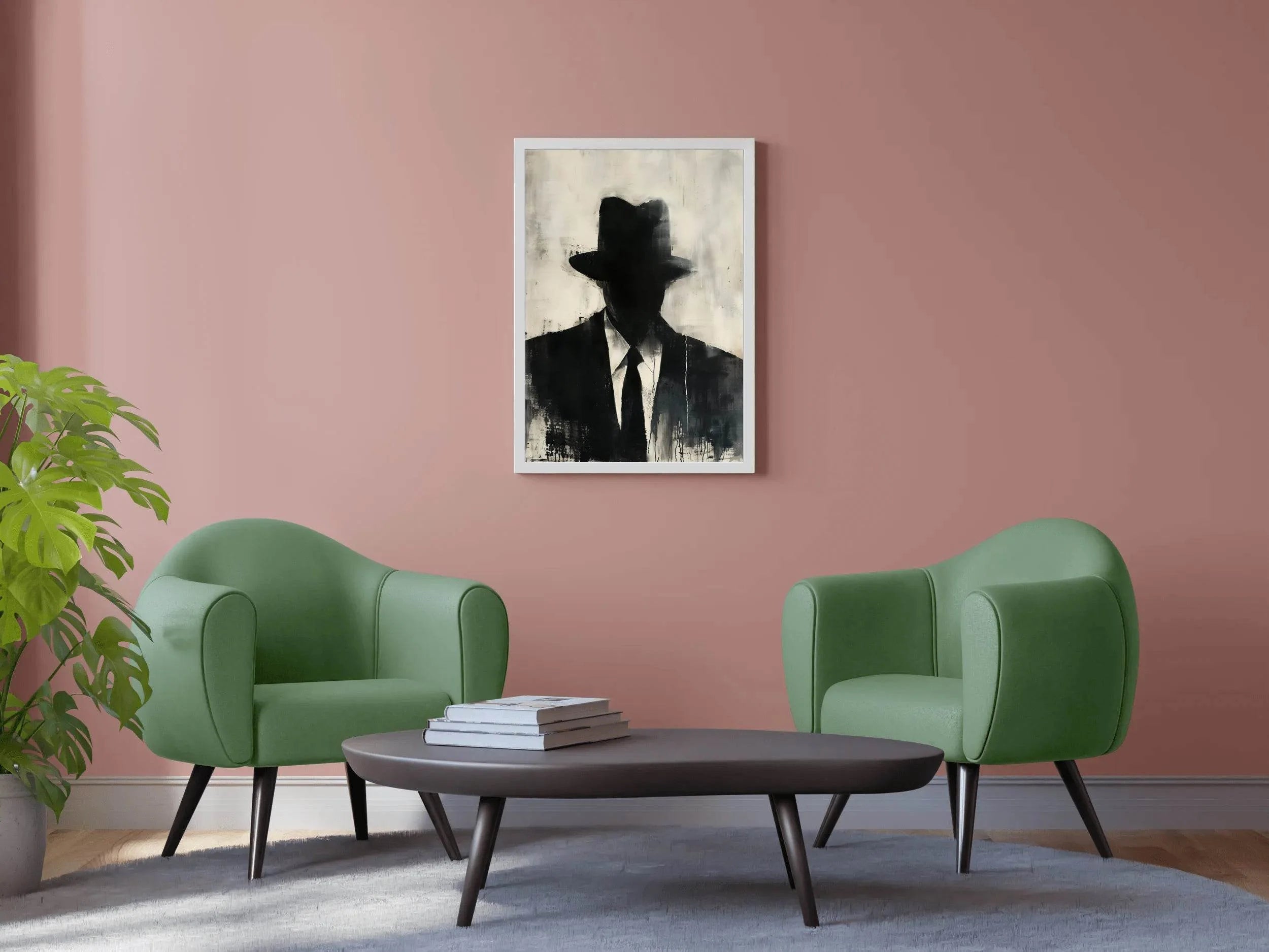 Painting of a Man Wearing a Hat and a Suit - beink online art store