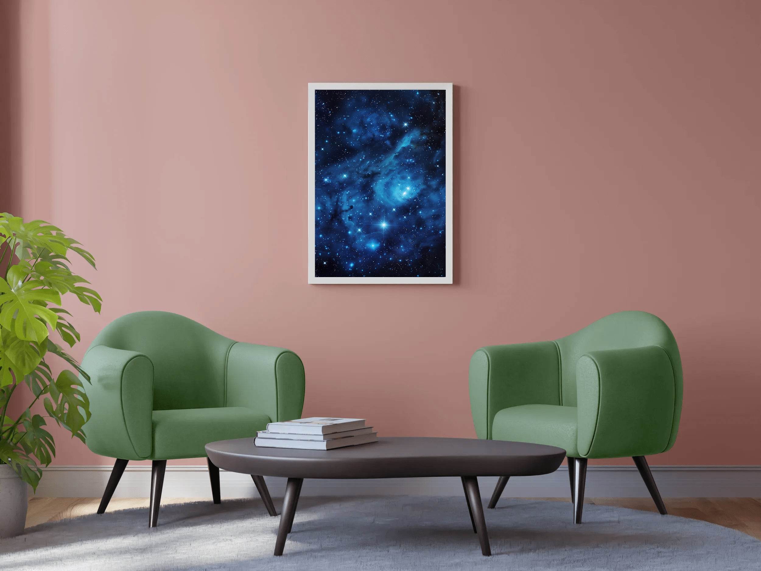 Space with stars blue and black background wall art - beink online art store