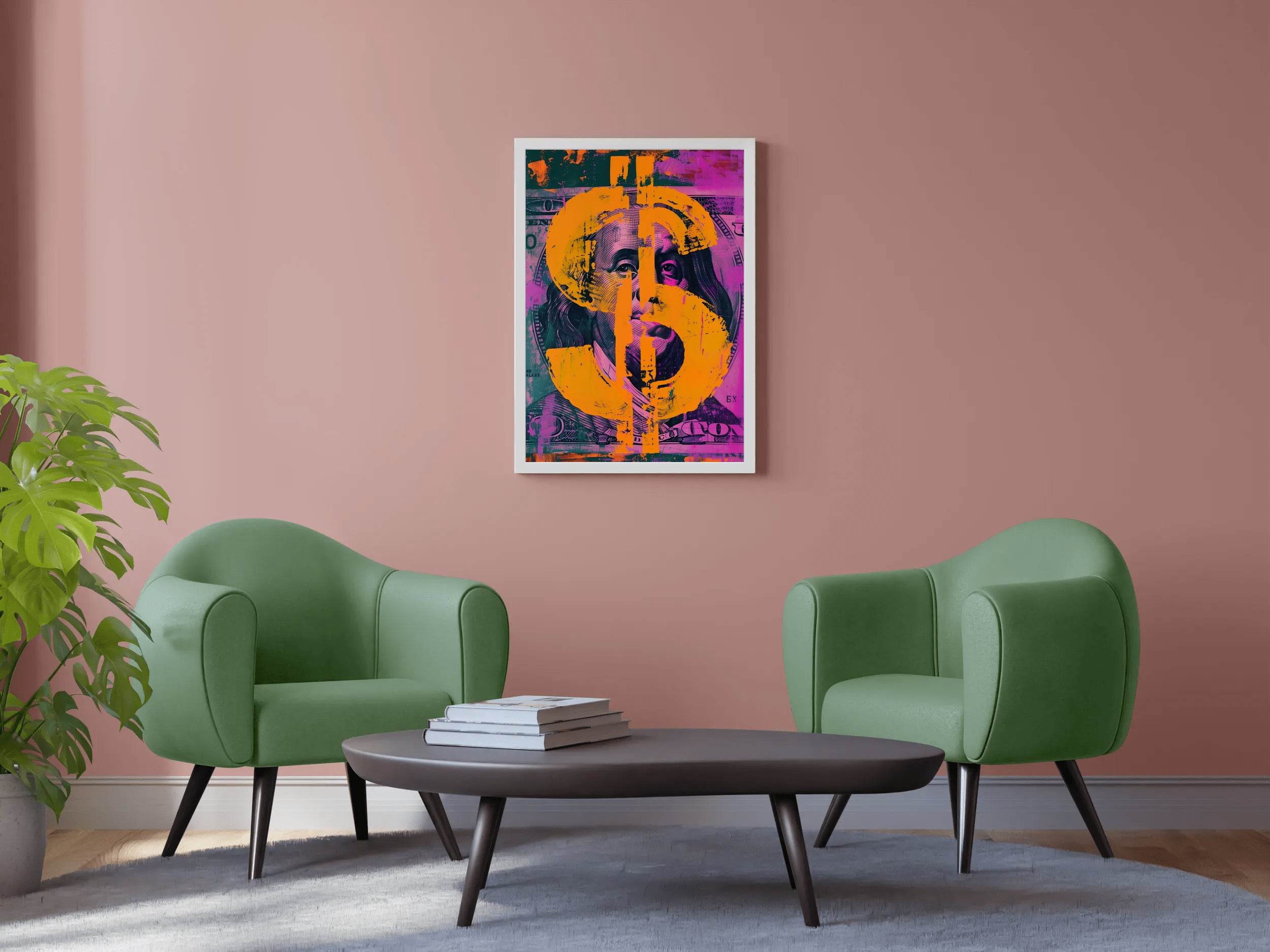 Dollar Sign Overlaying Benjamin Franklin's Portrait Wall Art - beink online art store