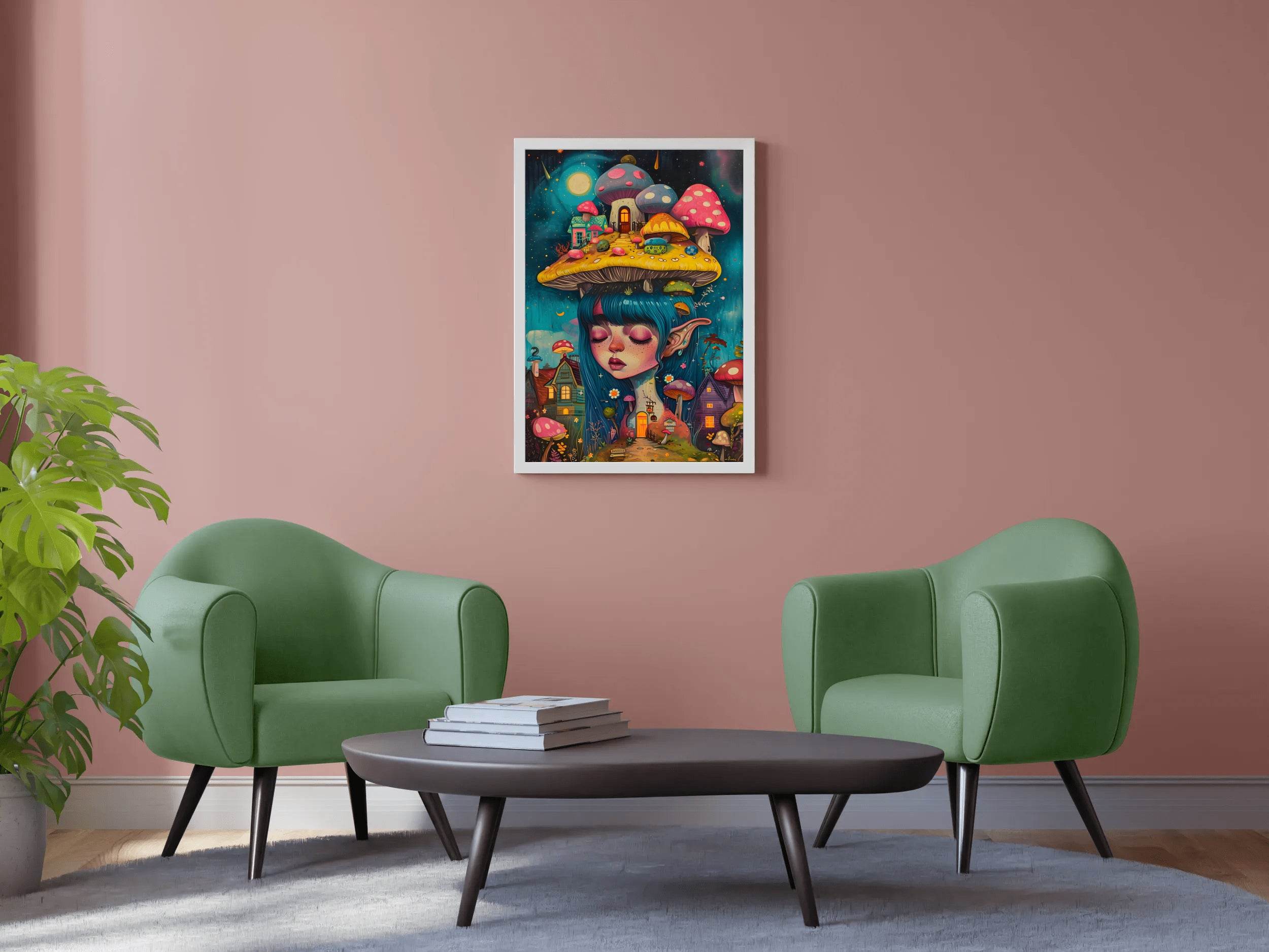 Anime Girl Mushroom on head - beink online art store