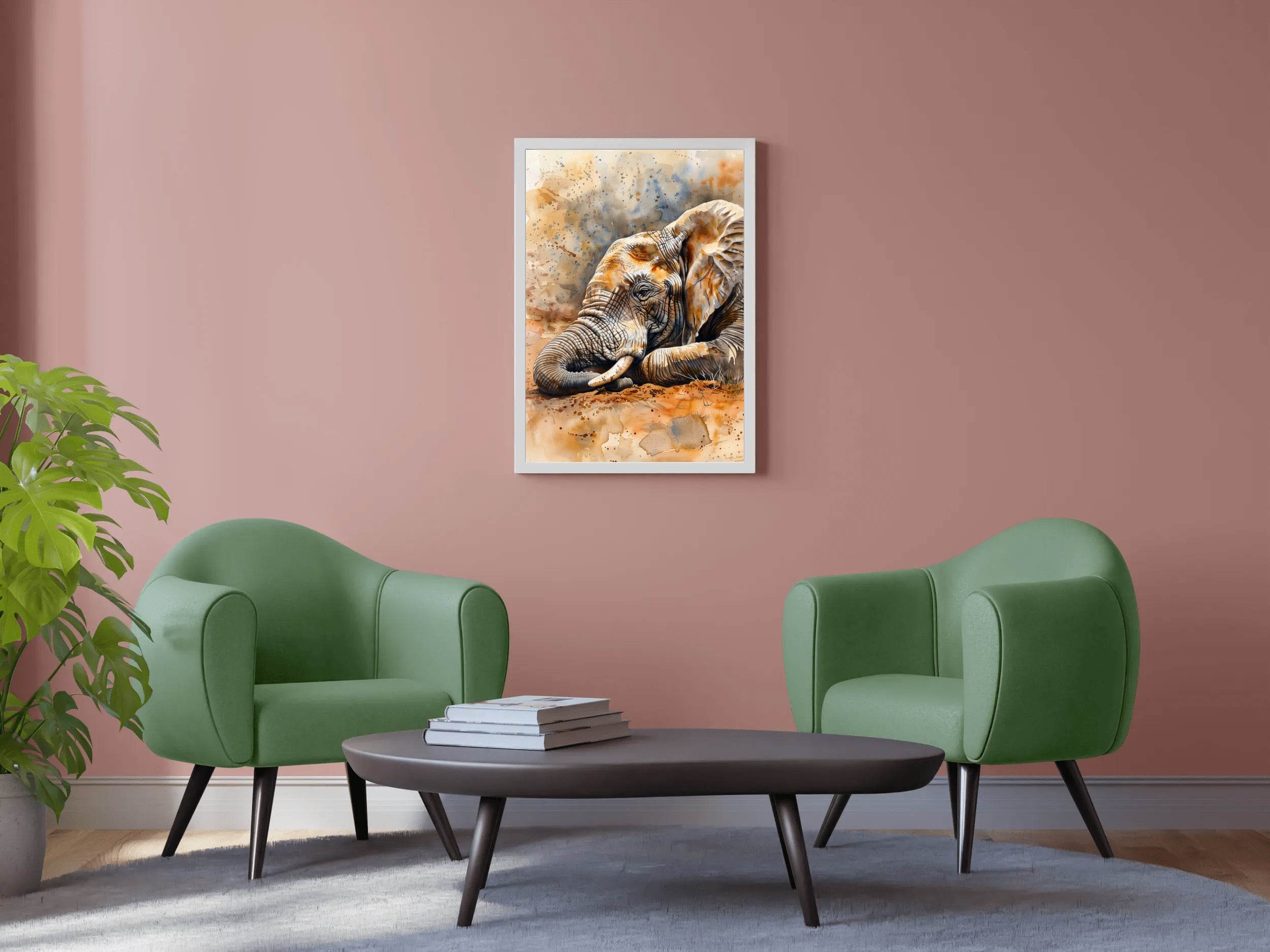 Watercolor Elephant Illustration Wall Art - beink online art store