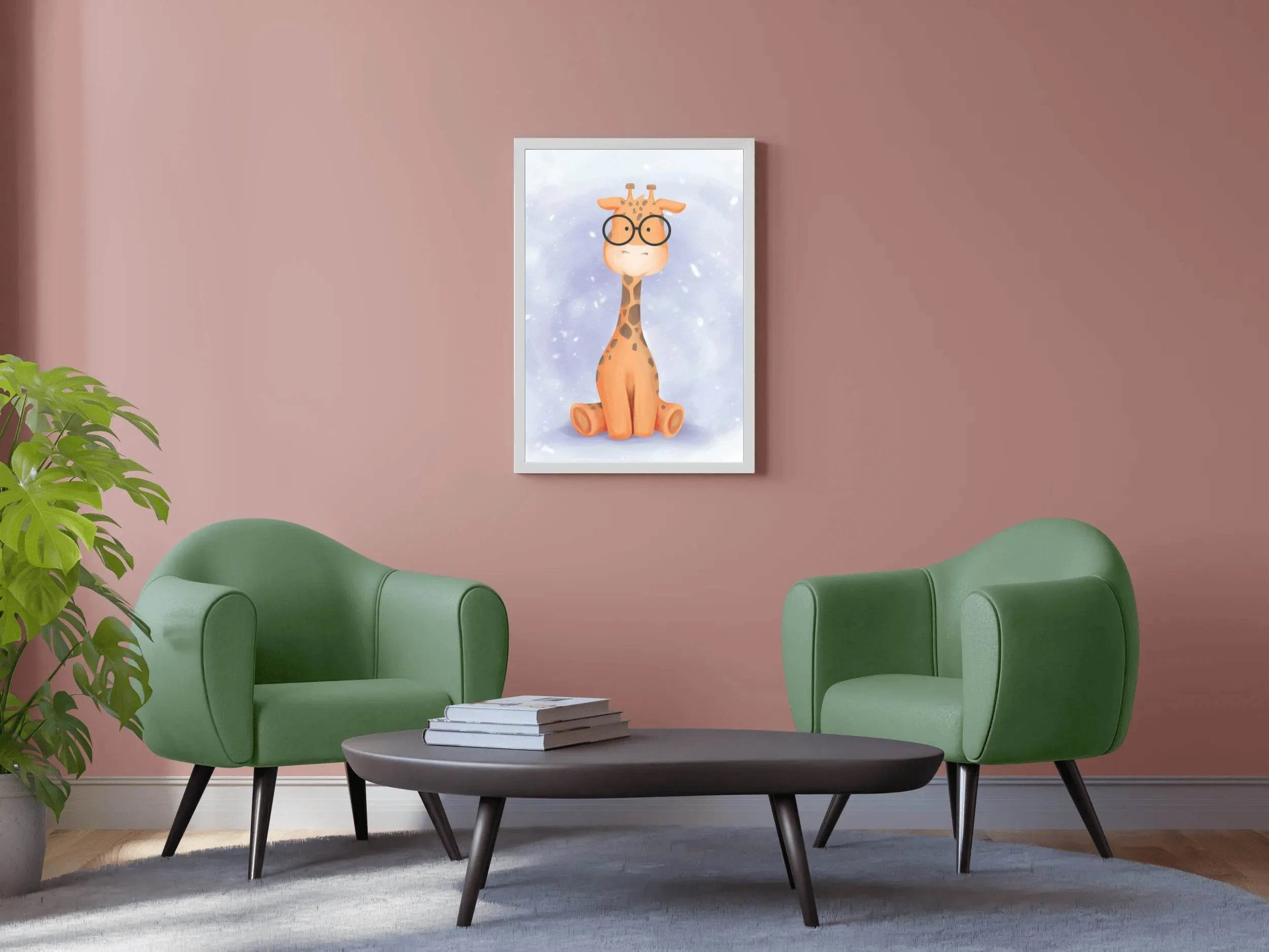 Watercolor Giraffe Wearing Glasses - beink online art store