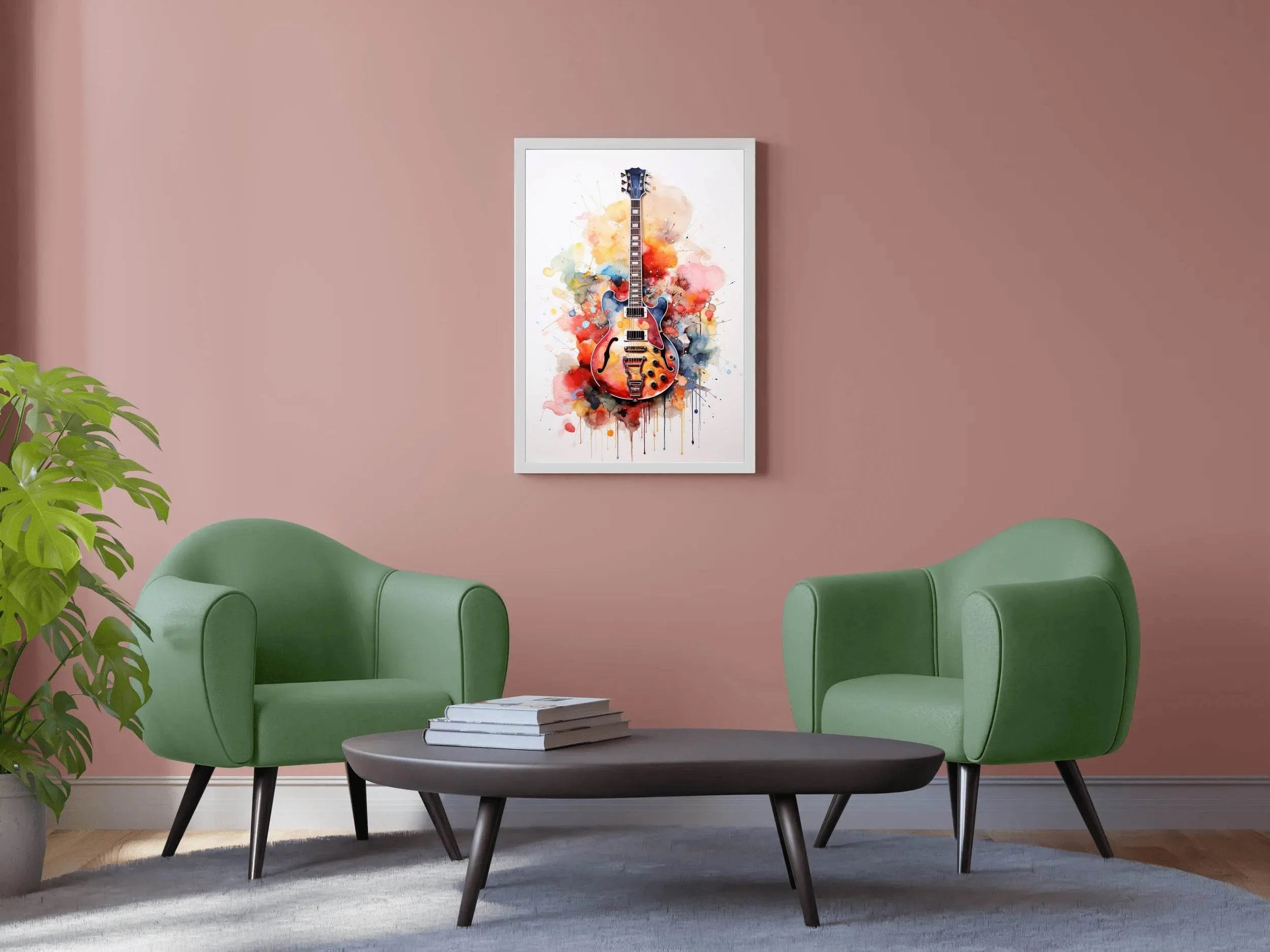 Guitar Painting With Colorful Patterns Wall Art - beink online art store