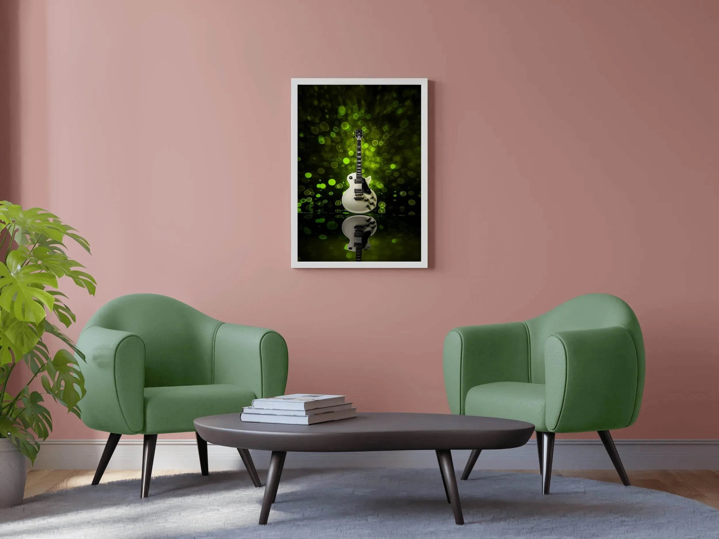 Electric Guitar With Green Background Wall Art - beink online art store