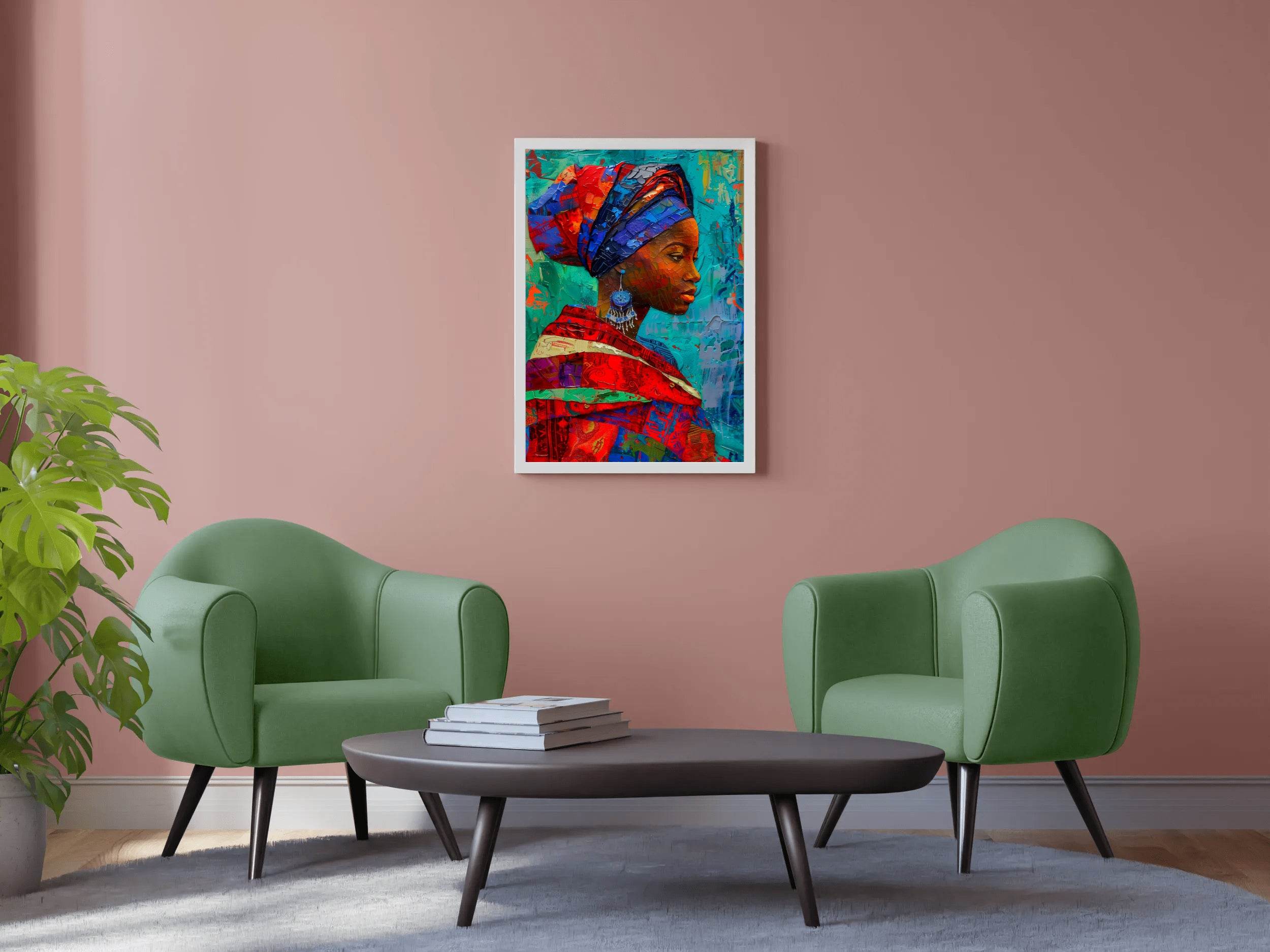 Colorful Scarf African Woman Wall Art - beink online art store