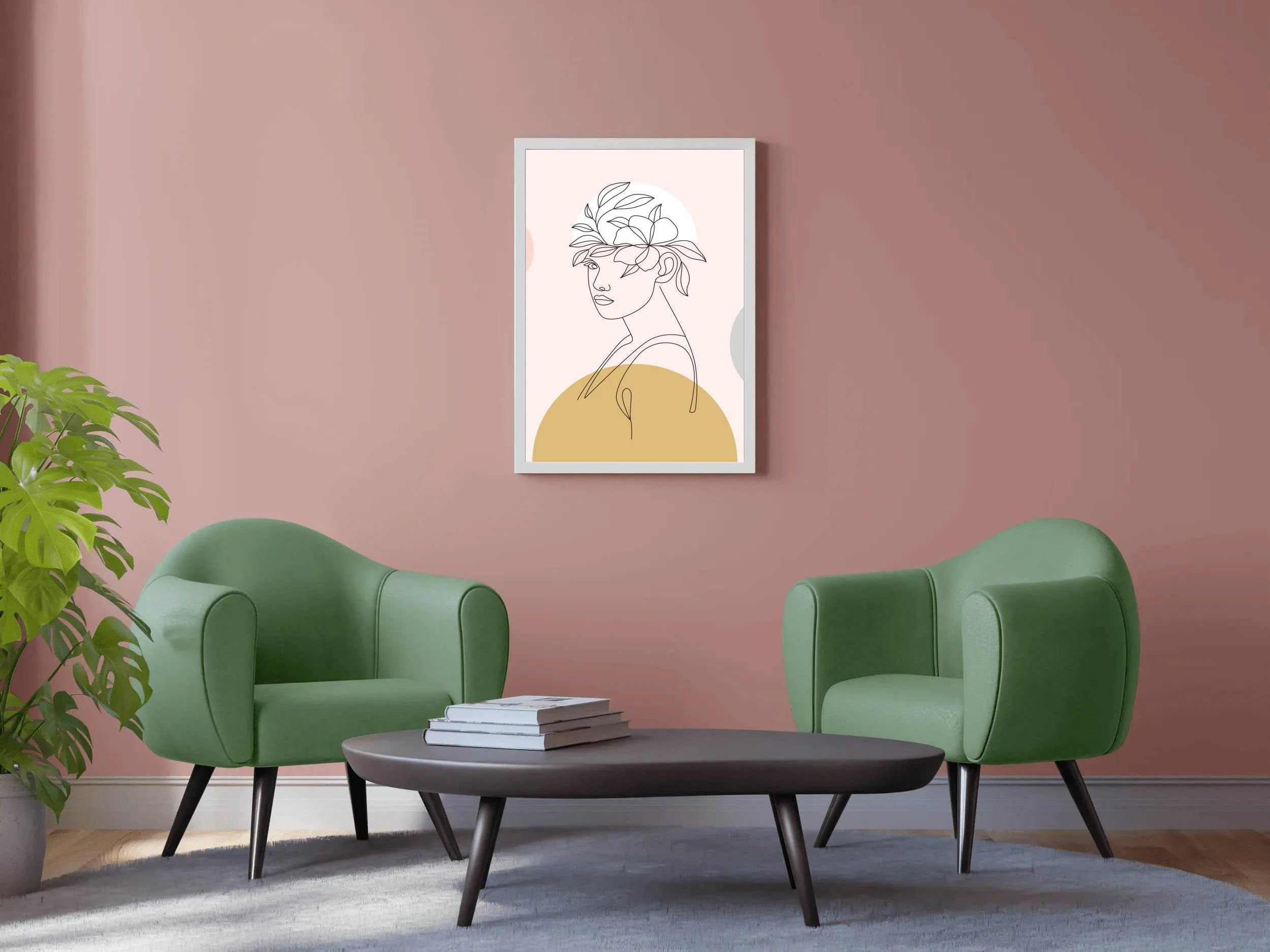 Minimal Design of Beautiful Head Flower Wall Art - beink online art store