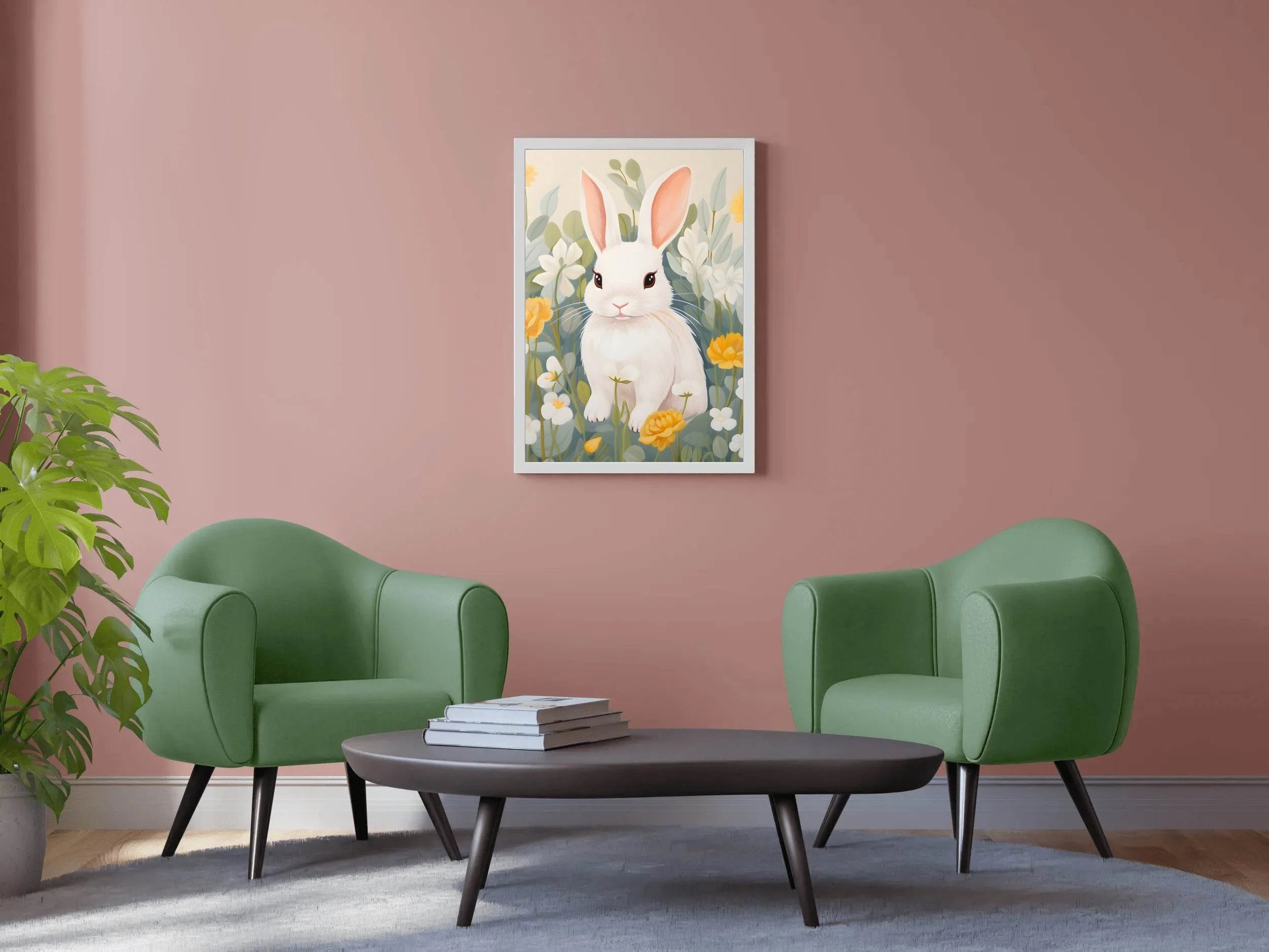 Shocked White Cartoon Bunny Wall Art - beink online art store
