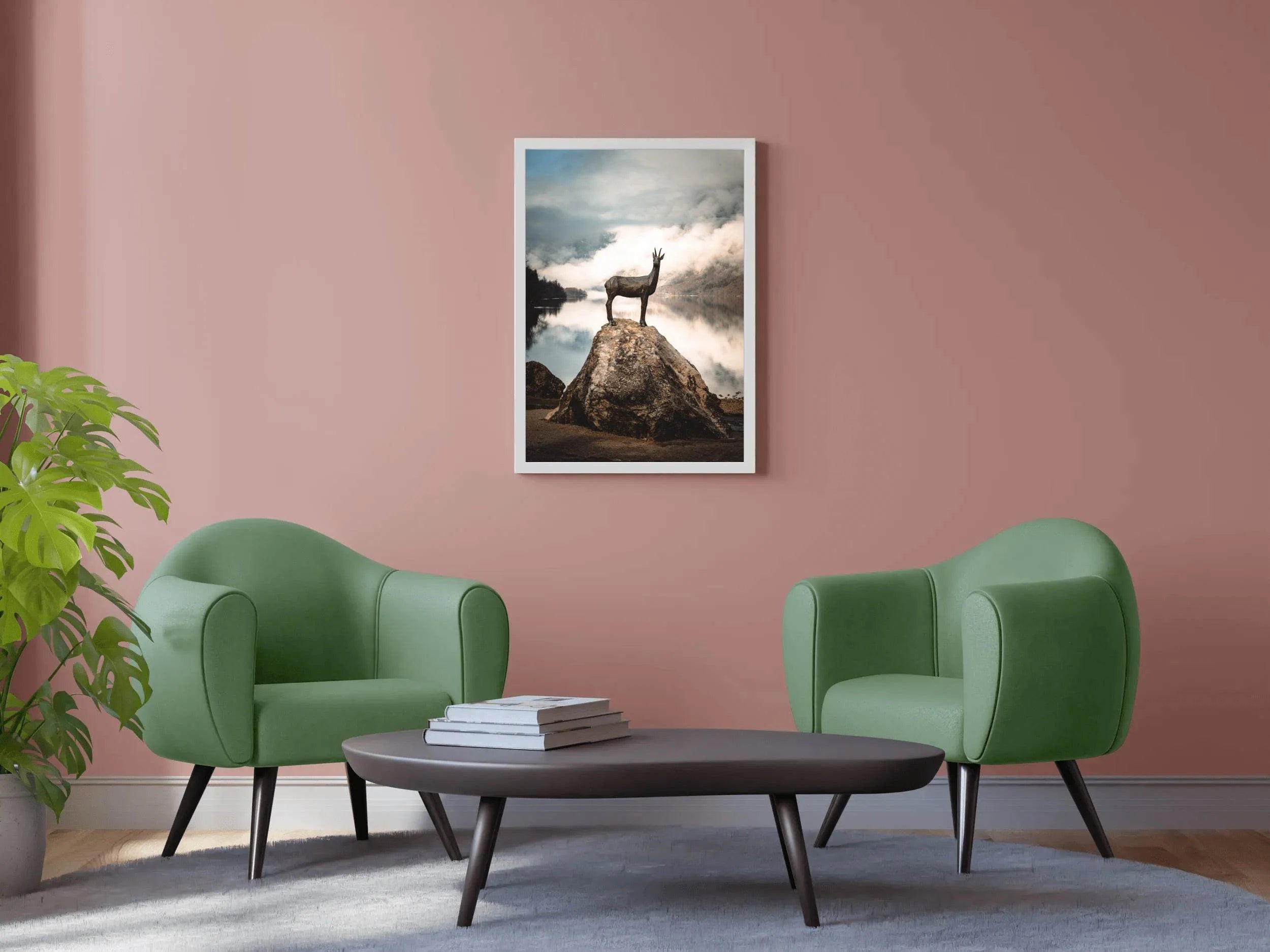 Painting of Goldhorn Statue Lake Bohinj Wall Art - beink online art store