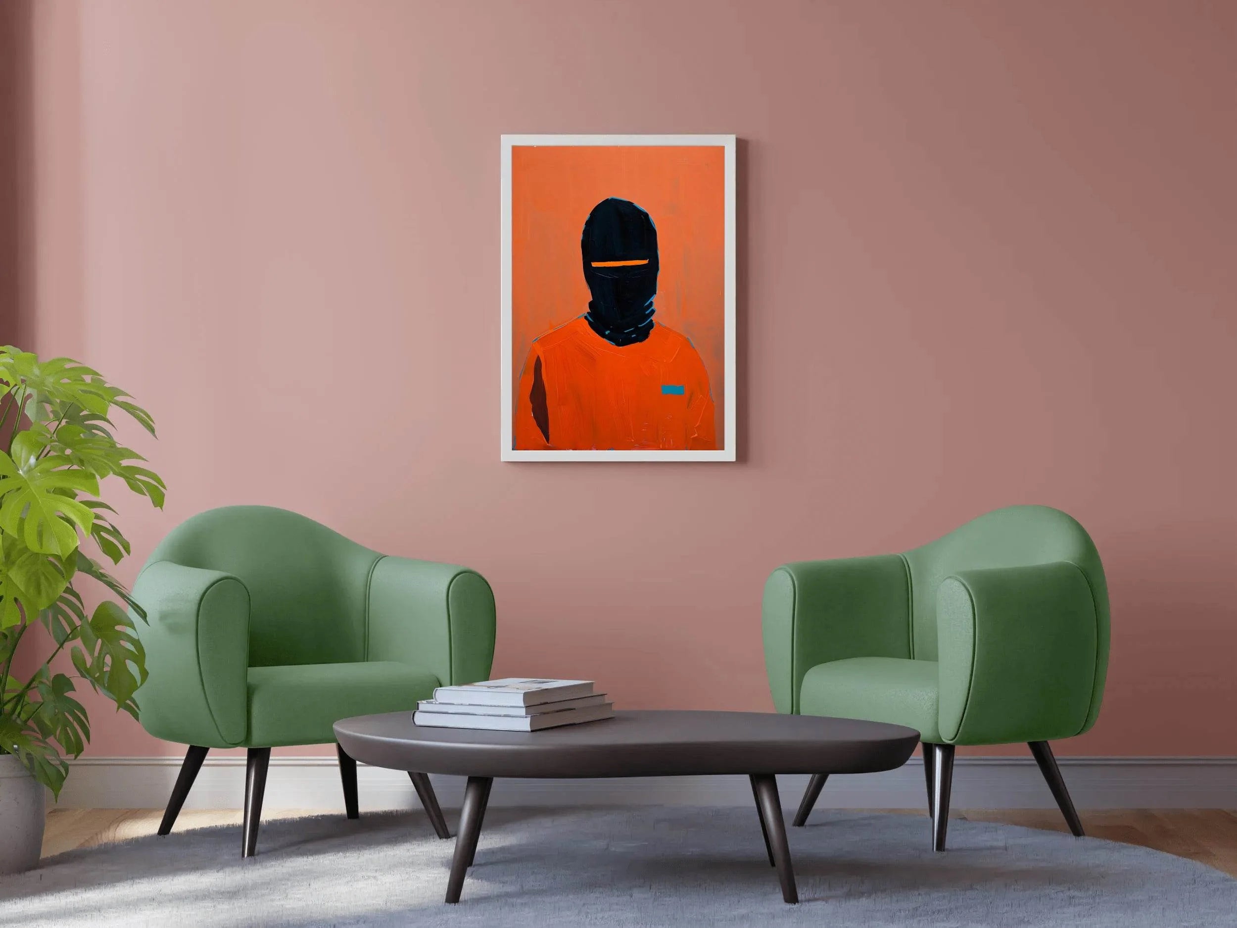 Men in Black Mask Painting Wall Art - beink online art store