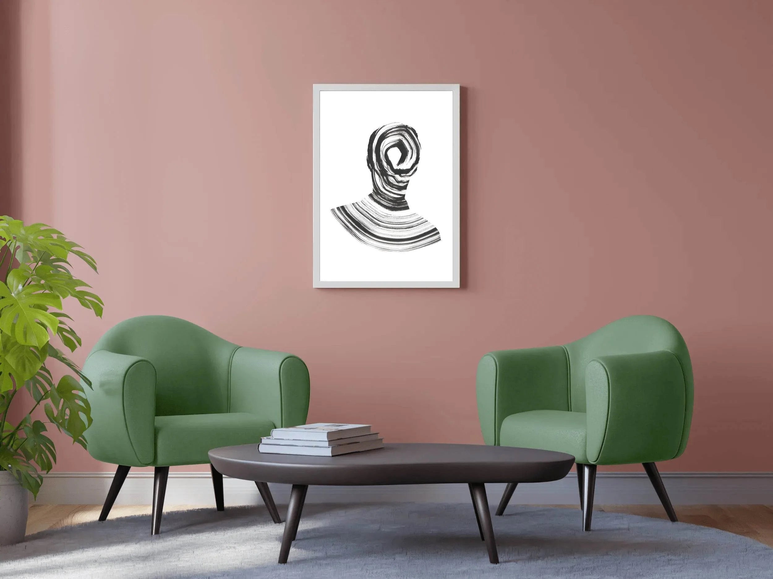Black Inked Mind Swirled Silhouette Modern Wall Art - beink online art store