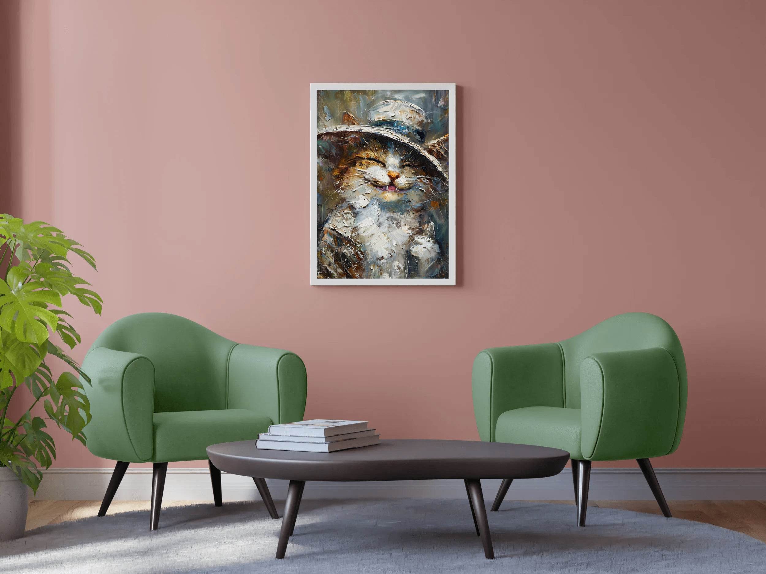 Hand Painted Illustration of Smiling Kitten - beink online art store