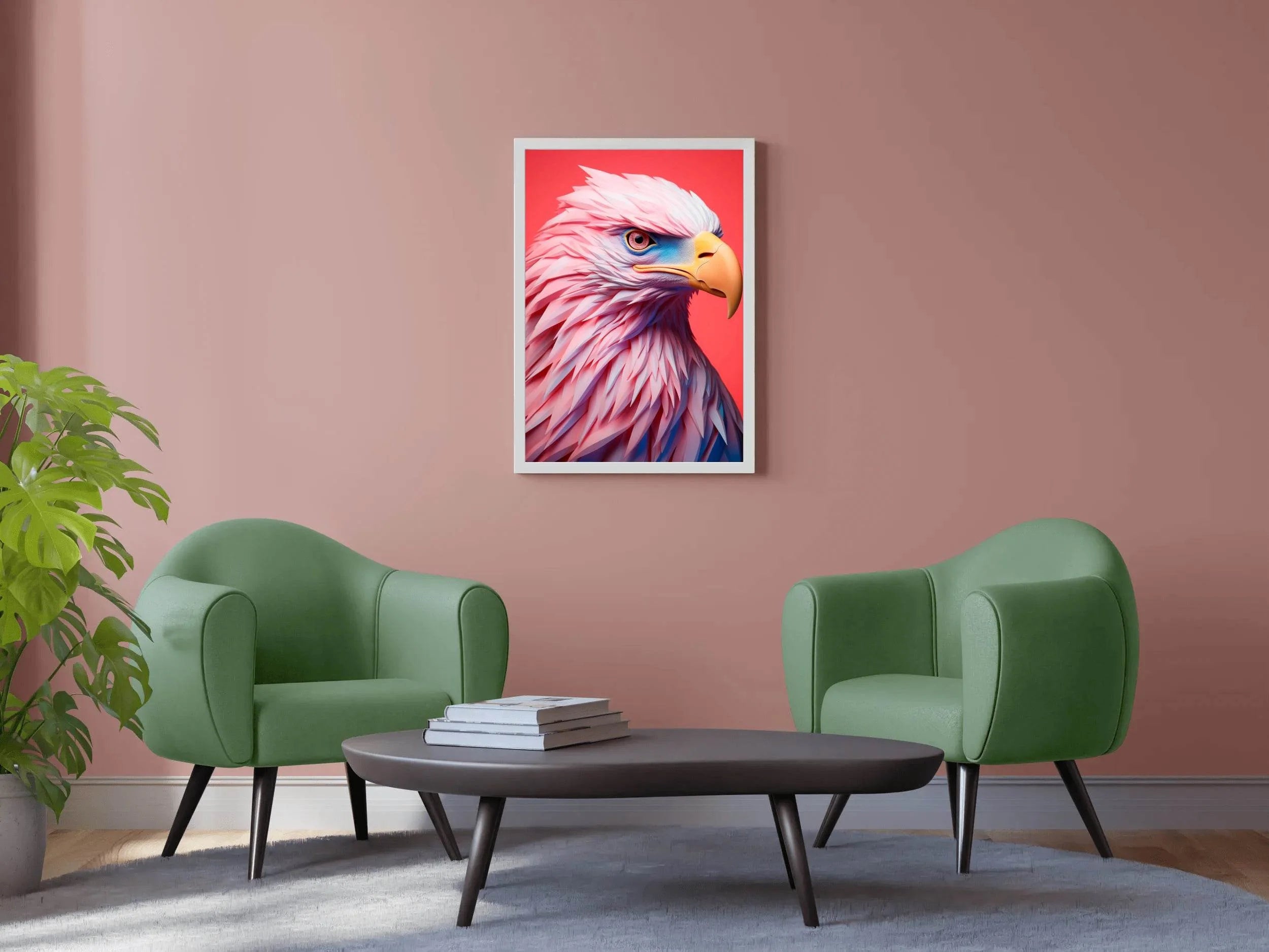 Pink and Blue Painted Eagle Bird Wall Art - beink online art store