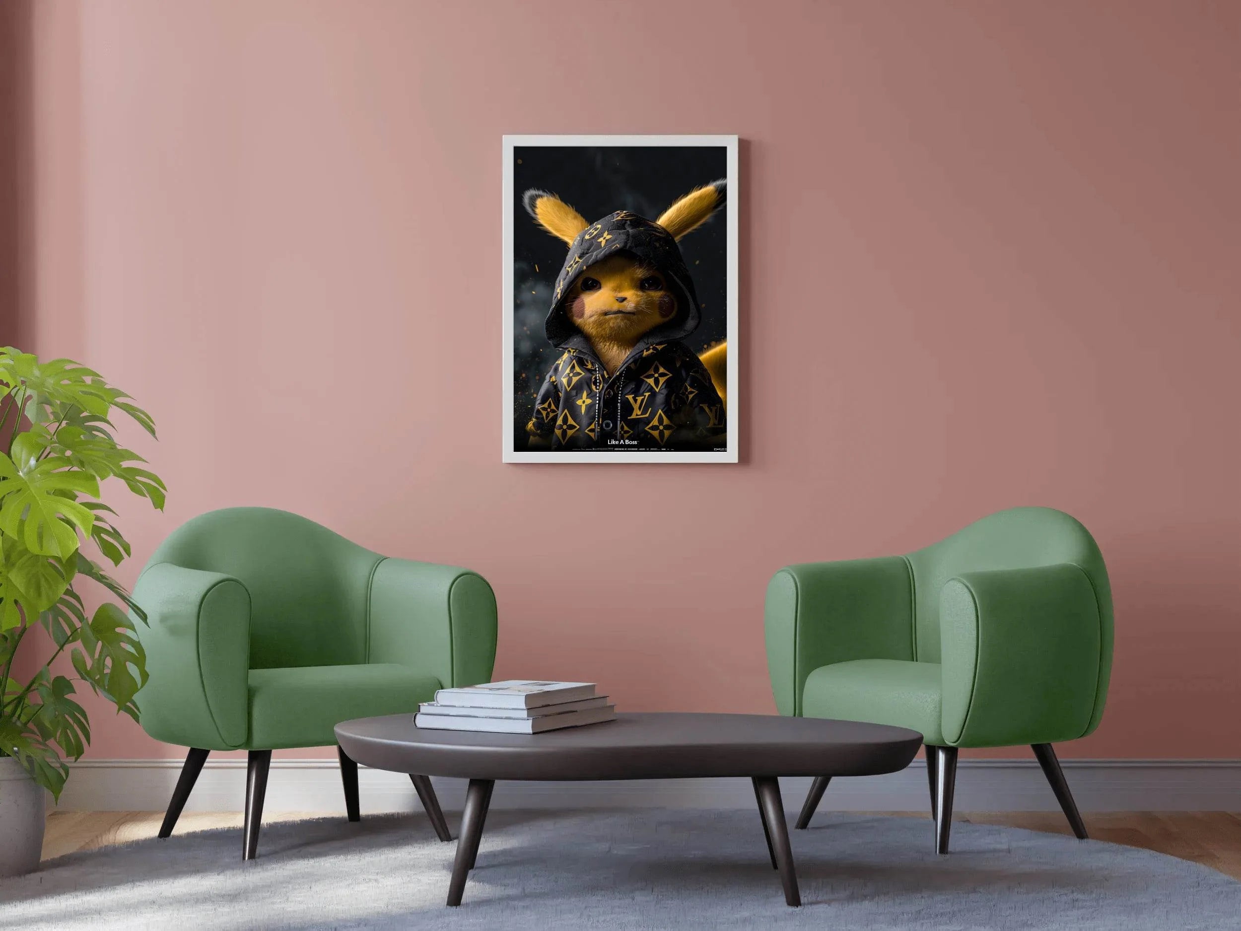 Painting of Pokemon Pikachi Wearing Jacket - beink online art store