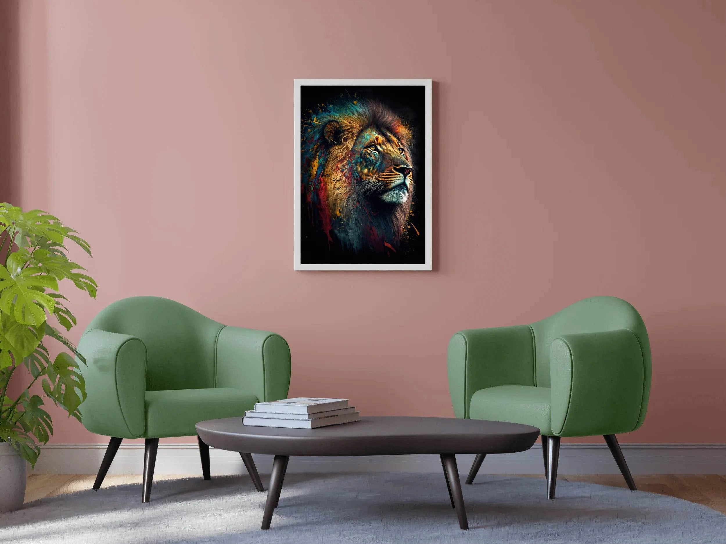 Painting of Volcanic Lion Head Wall Art - beink online art store