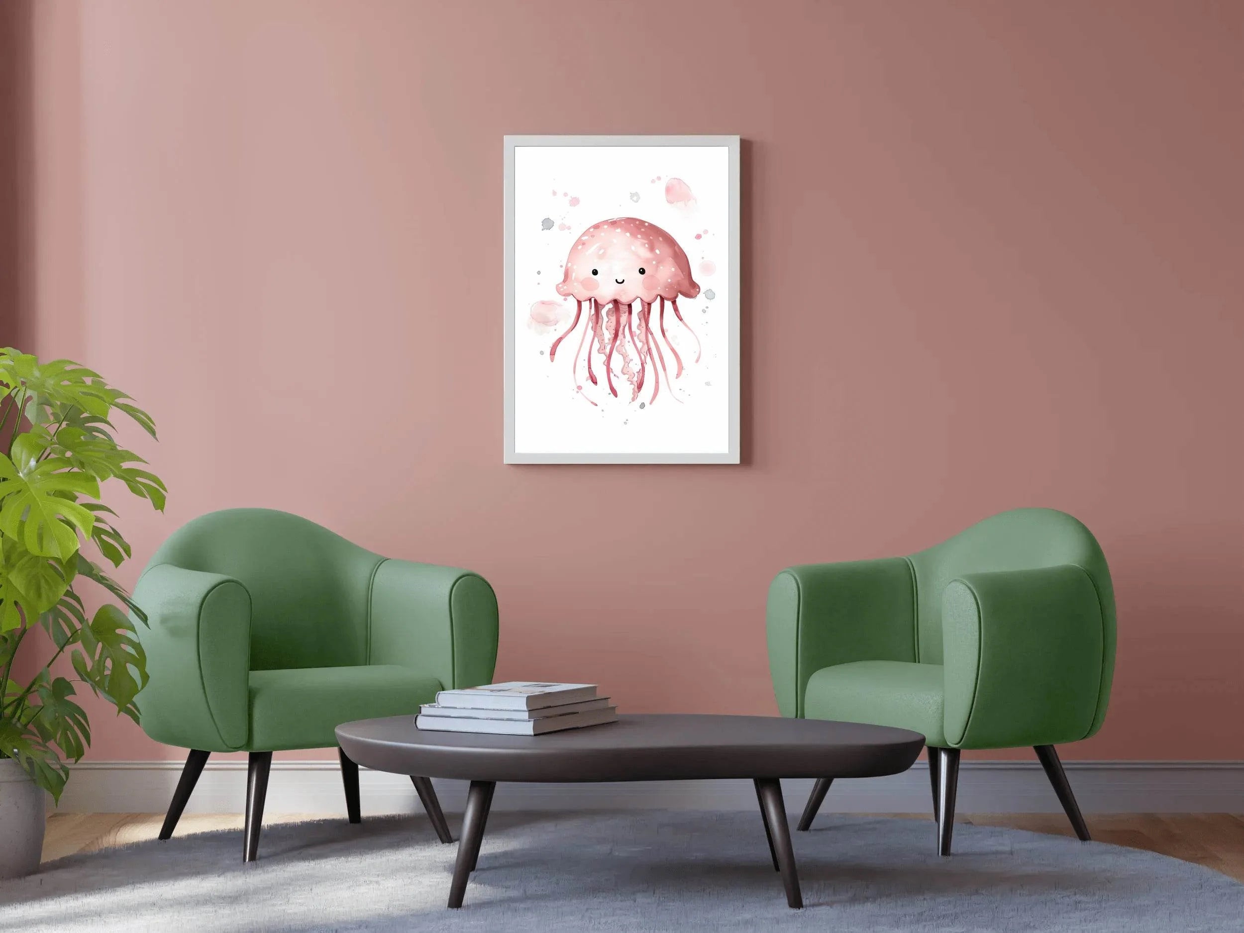 Pink Color Painting of an Octopus - beink online art store