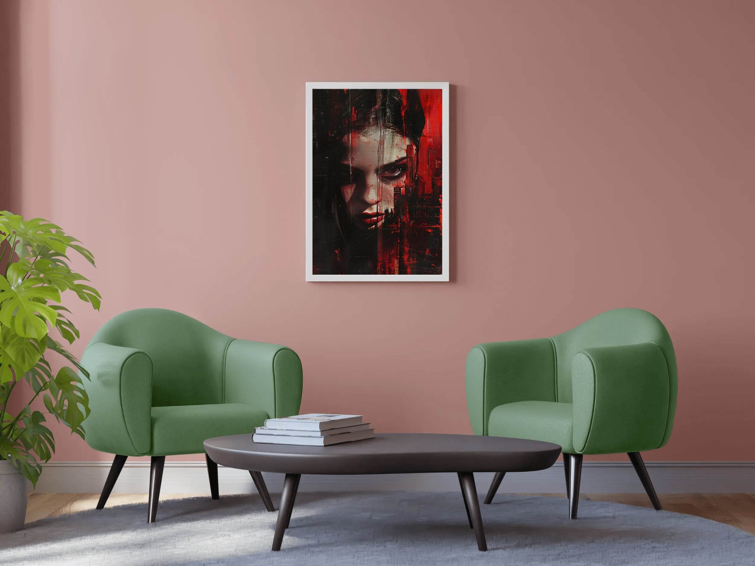 Red Painting of Women Face Digital Art - beink online art store