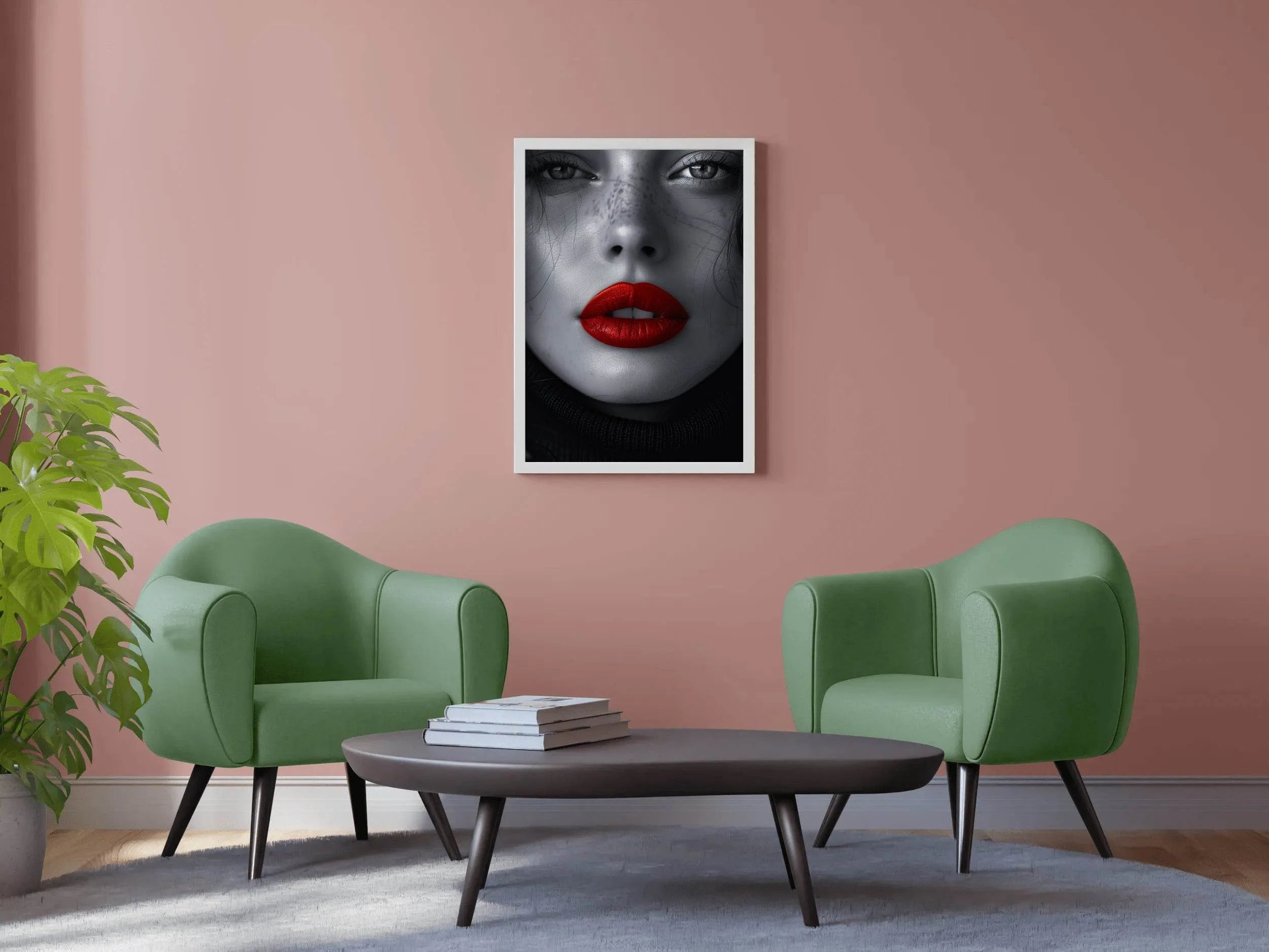 A Woman face With Red Lipstick Wall Art - beink online art store
