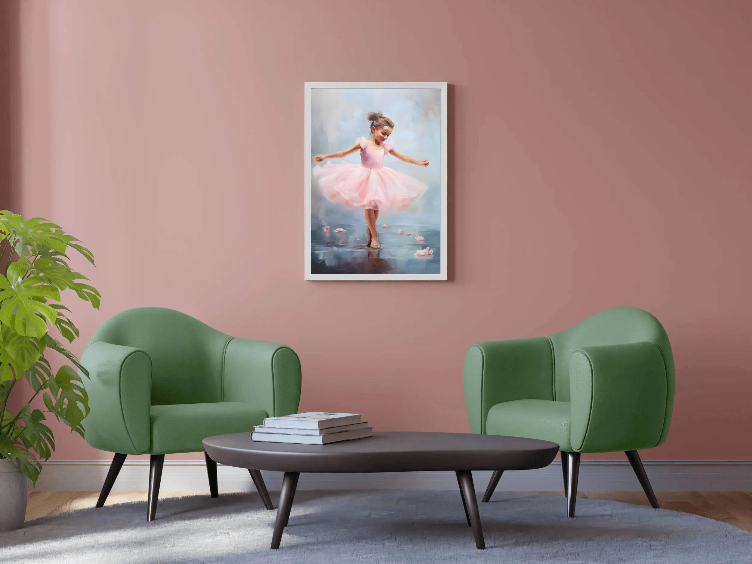 Smiling Little Girl Dancing in Pink Dress - beink online art store