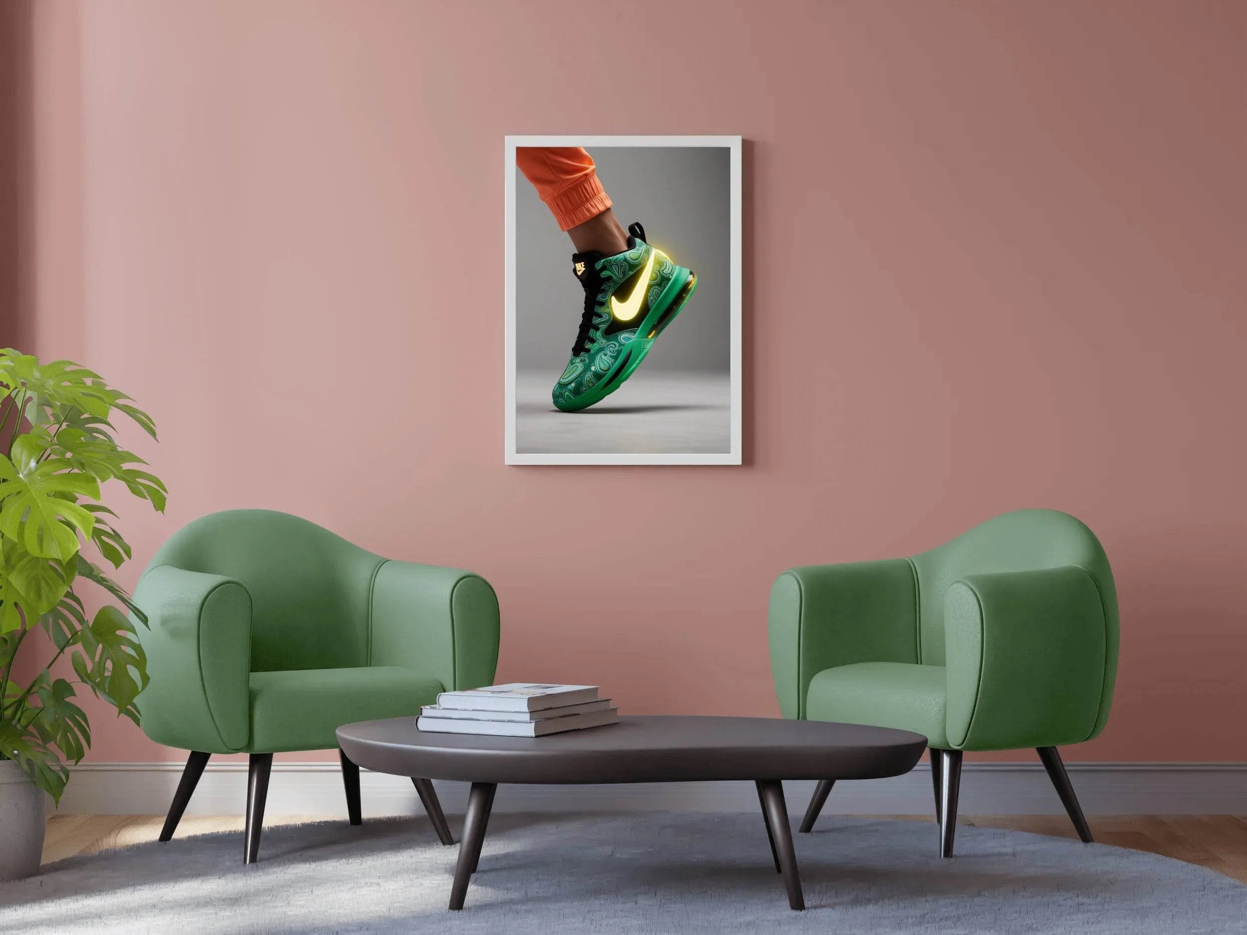 Nike Green Sports Shoes Wall Art - beink online art store