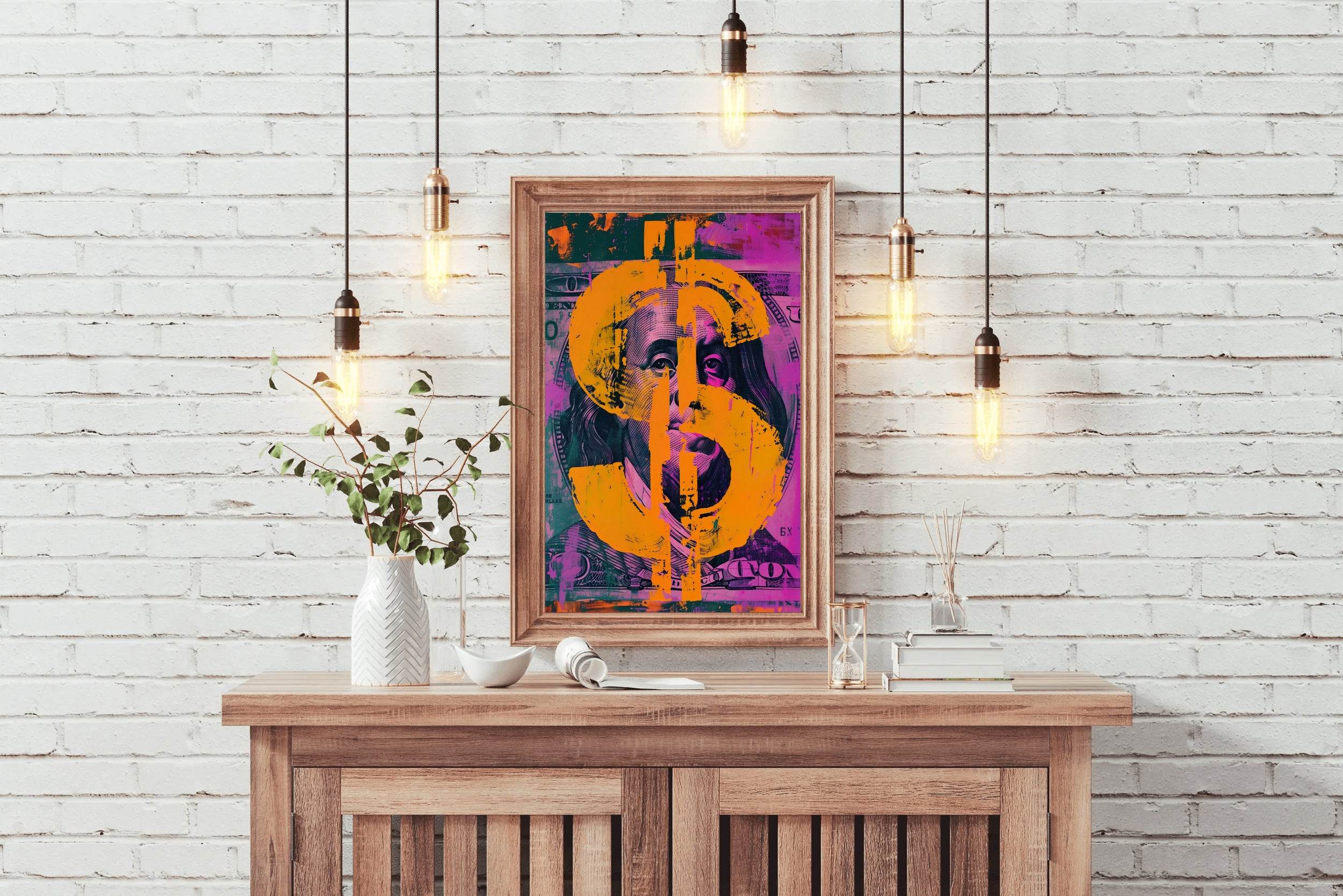 Dollar Sign Overlaying Benjamin Franklin's Portrait Wall Art - beink online art store