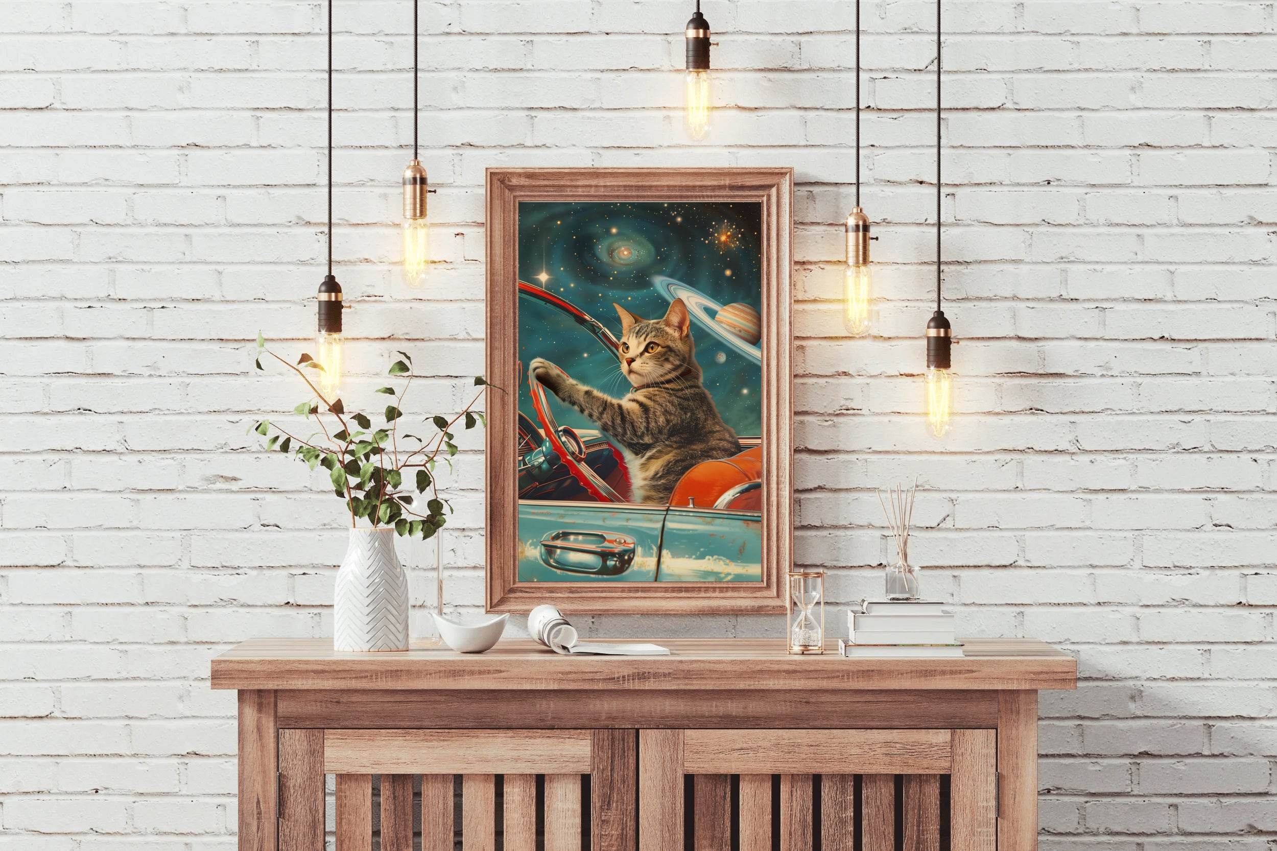 Driving A Cat in Space Wall Art - beink online art store