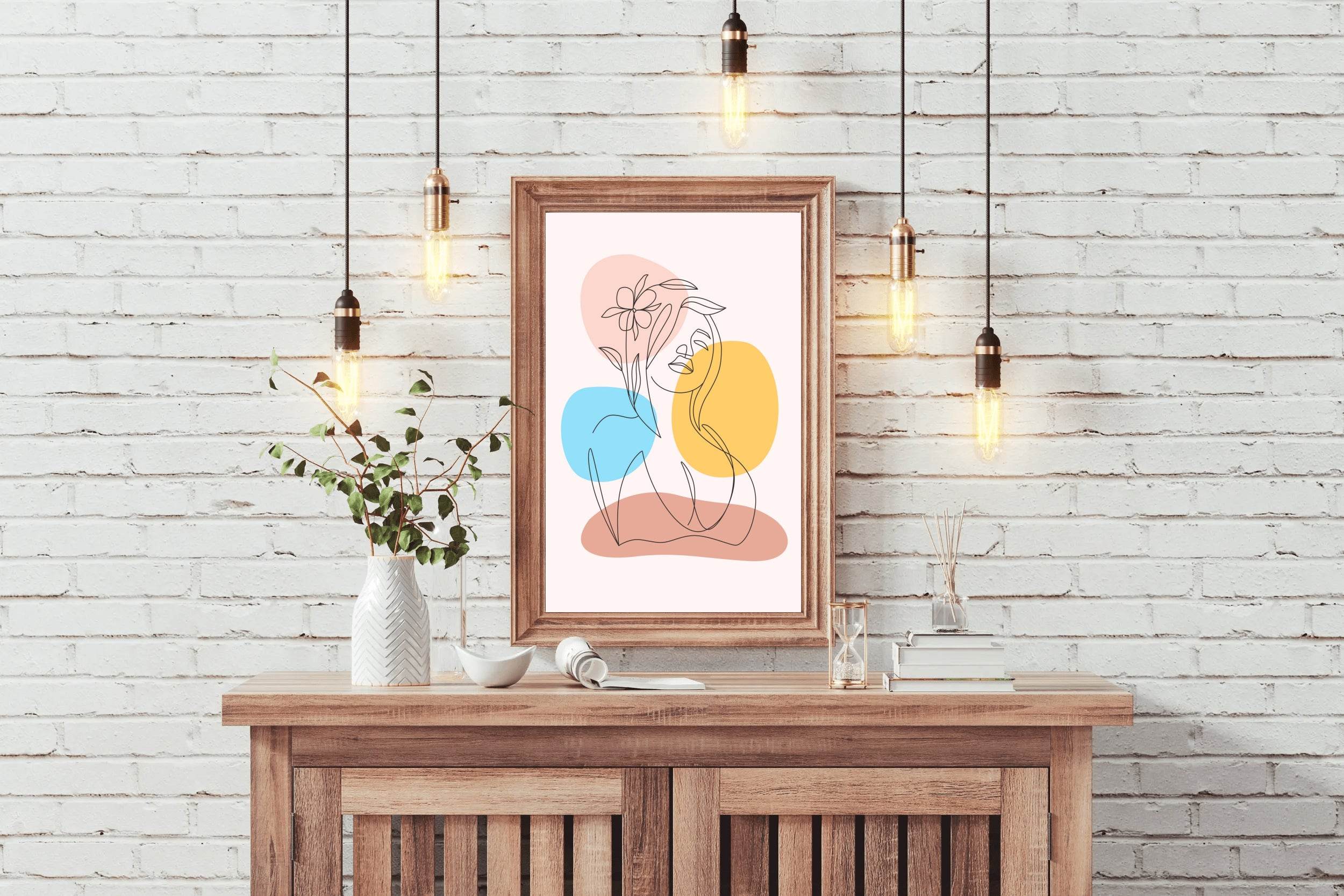 Minimal Woman With a Head Flower Wall Art - beink online art store