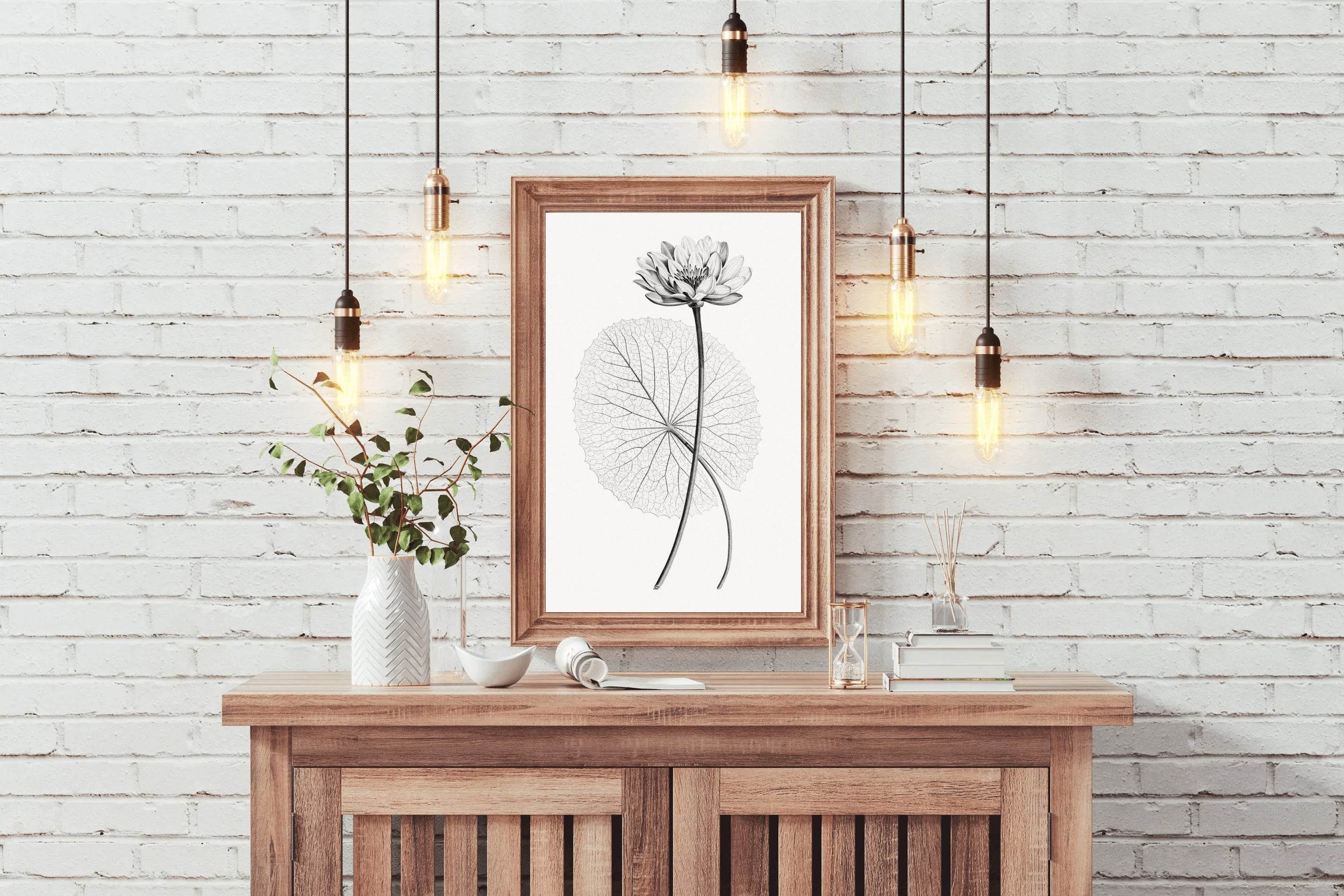Vintage Lotus Black & White Wall Art - beink online art store