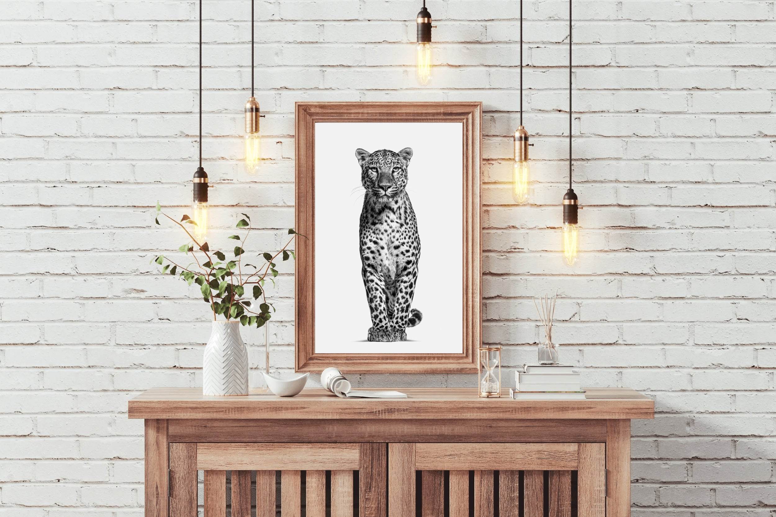 African Leopard Black & White Wall Art - beink online art store