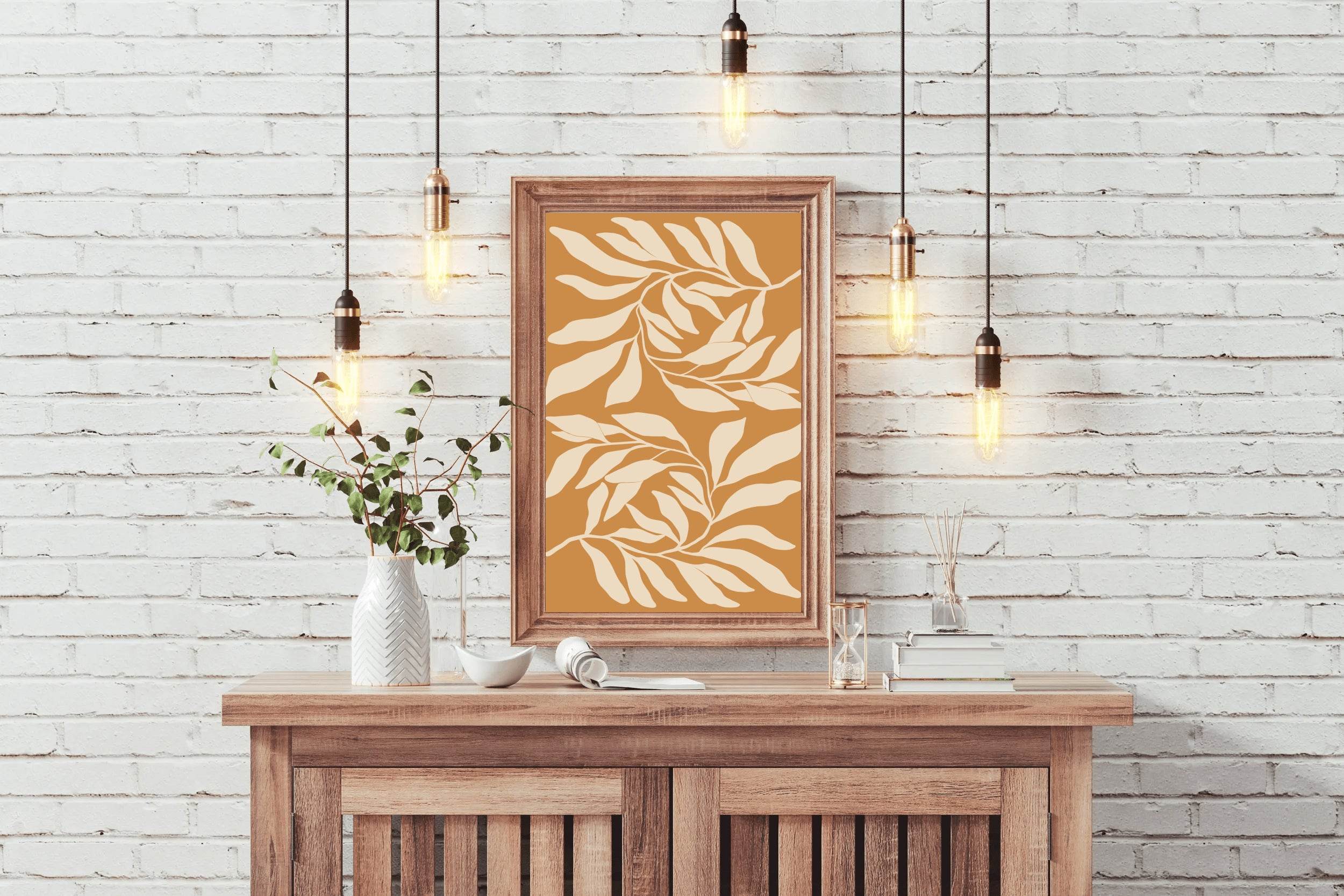 Abstract Botanical Print Minimalist Leaf Pattern ArtWork - beink online art store