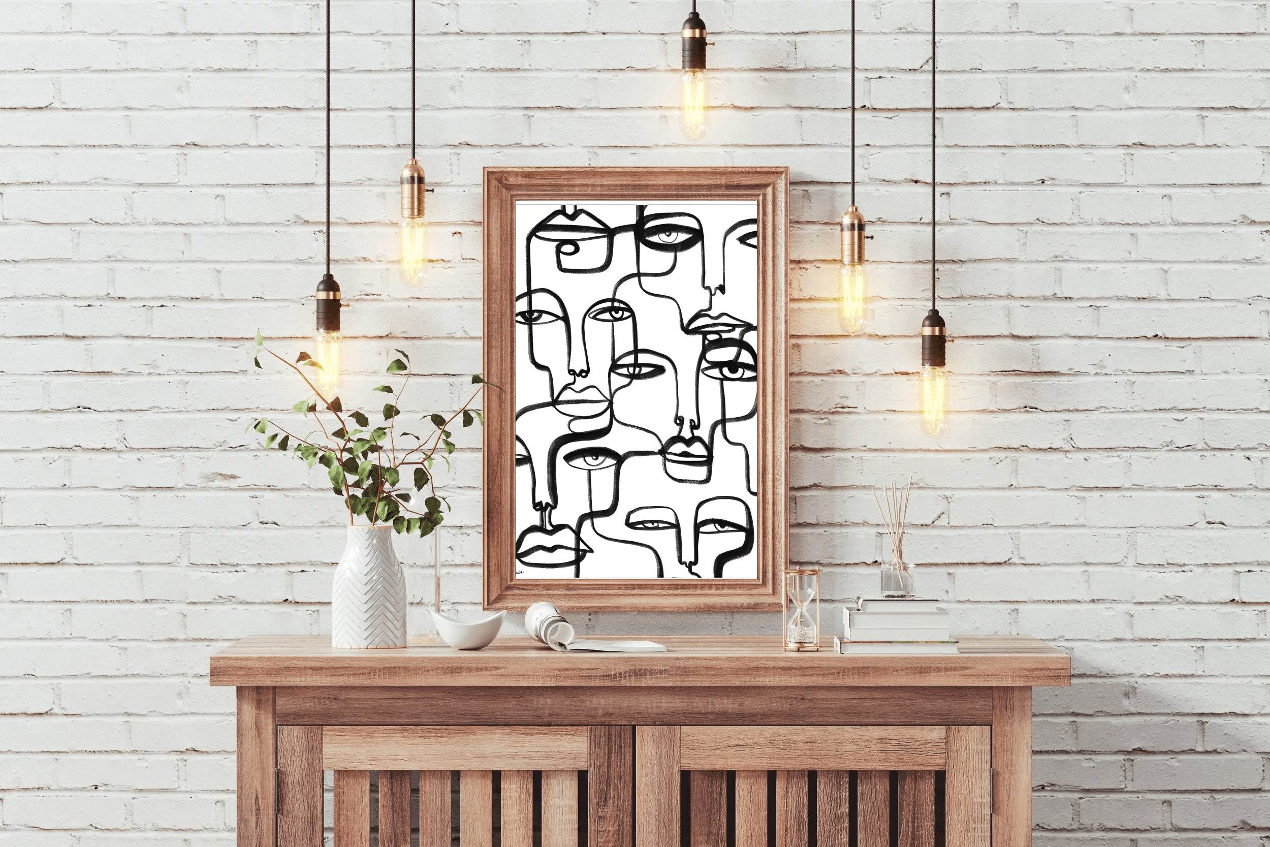 Interconnected Faces Modern Wall Art - beink online art store