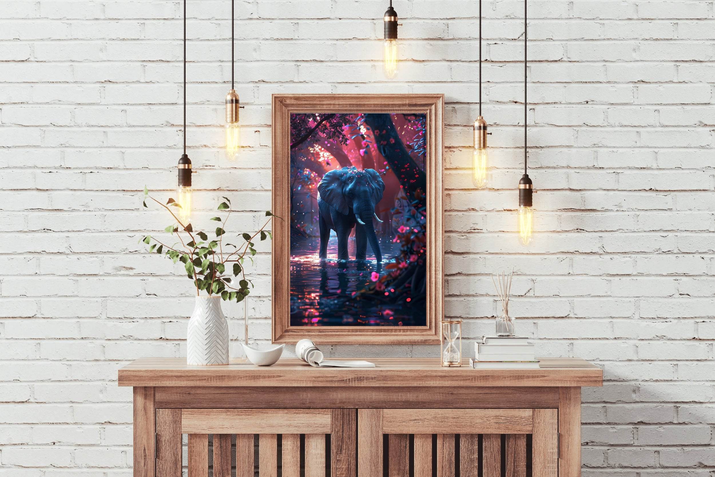 Abstract African Bush Elephant Animal Wall Art - beink online art store