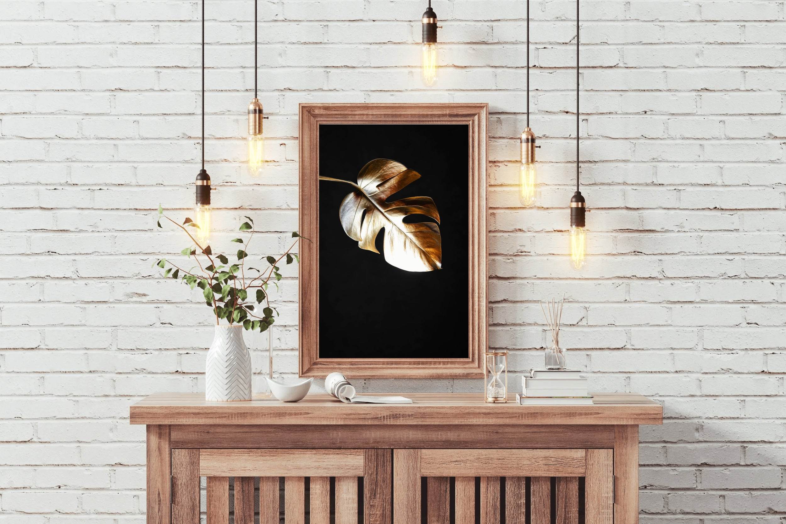 Golden Fig Leaf Wall Art - beink online art store
