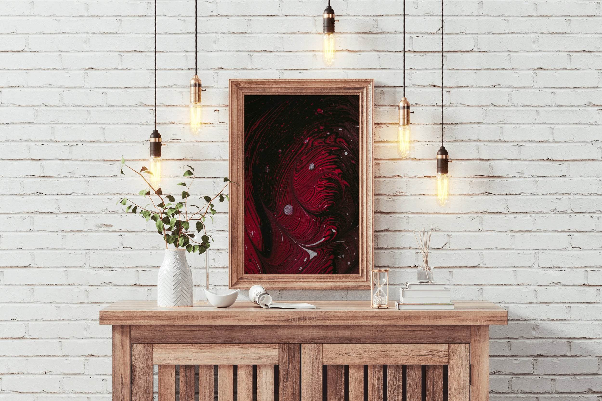 Swirling Red Print Abstract Wall Art - beink online art store