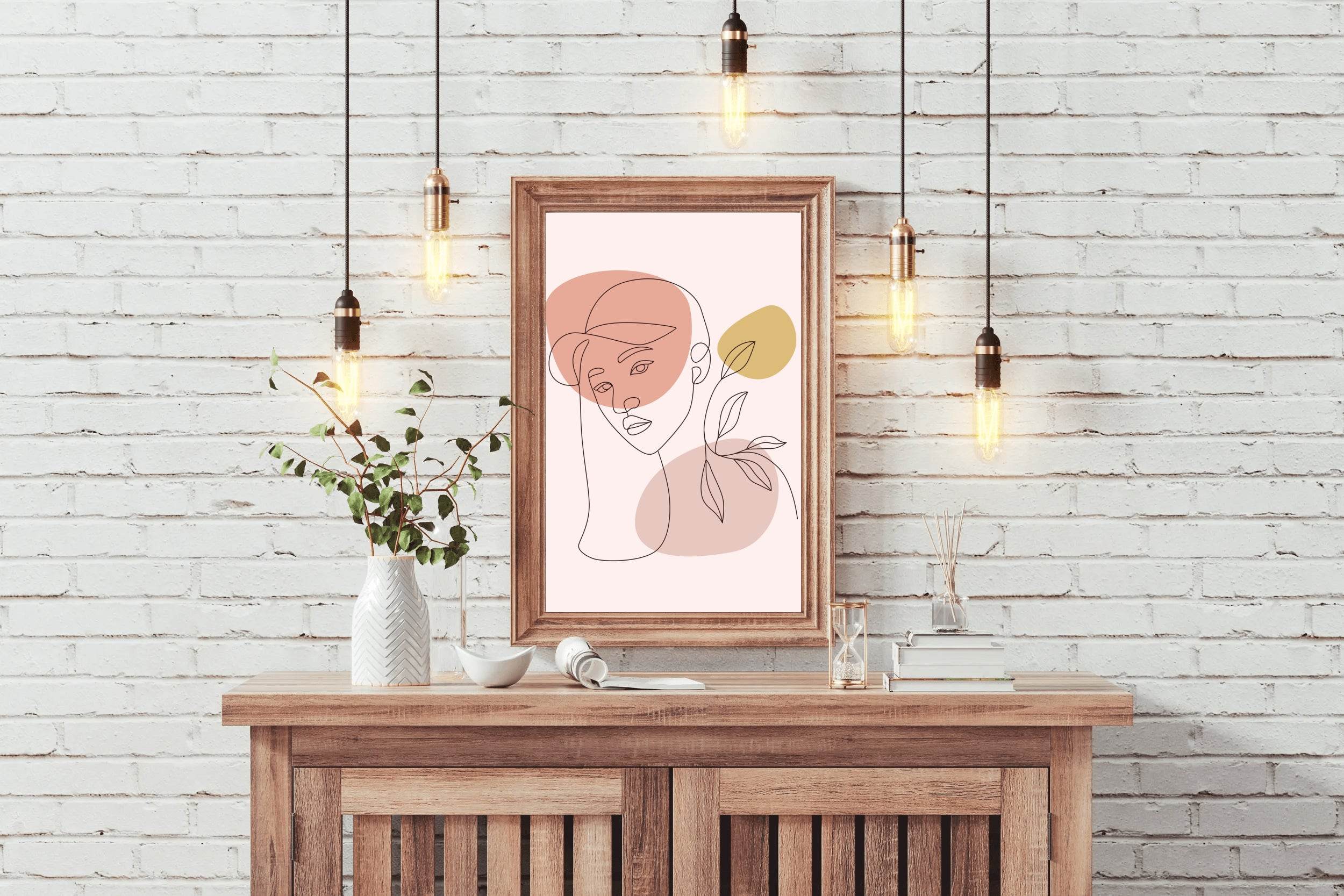 Minimal Design Of a Woman With a Hat Wall Art - beink online art store
