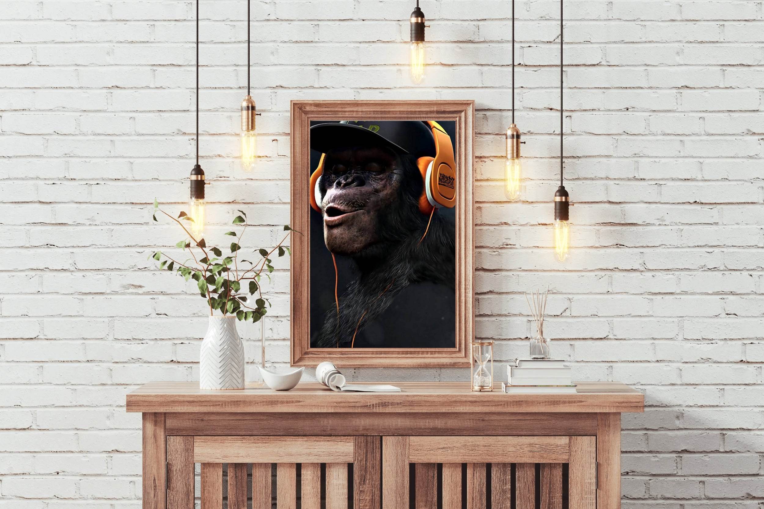 Monkey With Headphones Wall Art - beink online art store