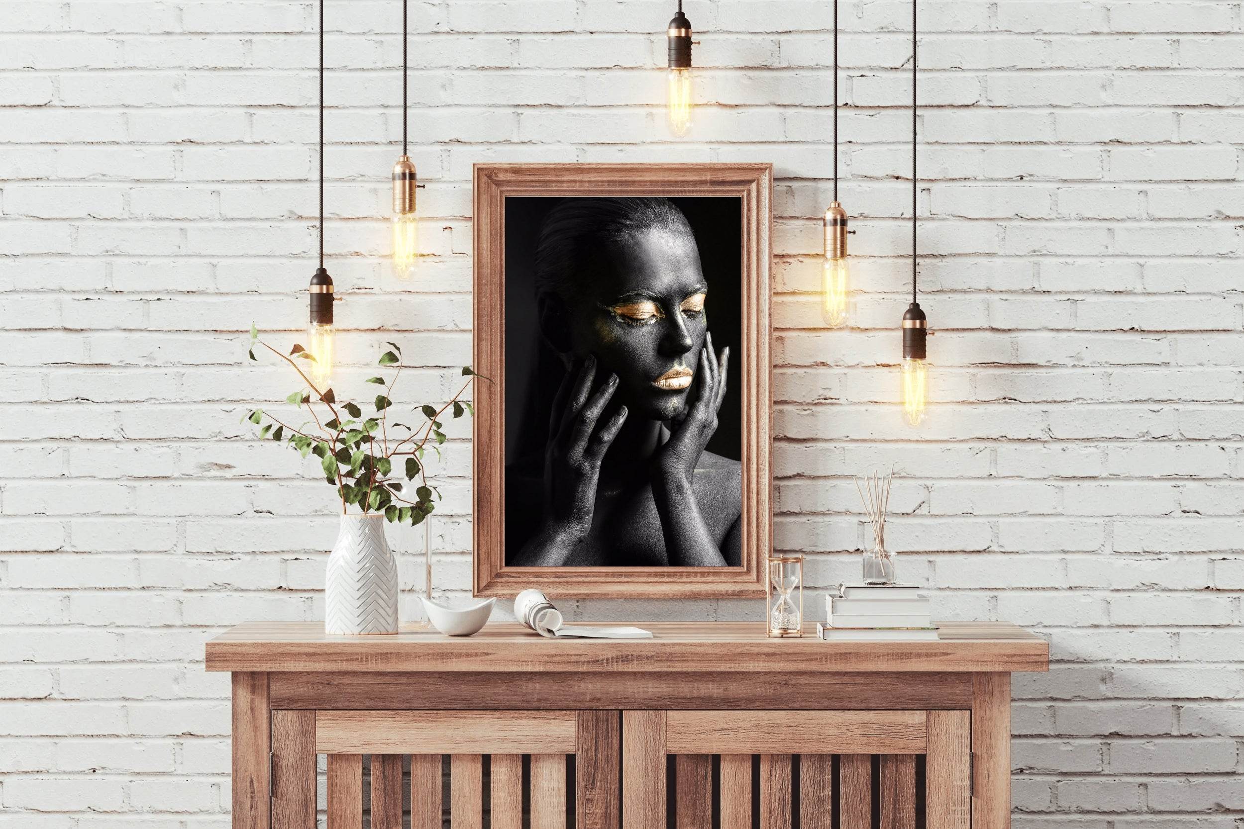 Black Face With Golden Eyes Wall Art - beink online art store