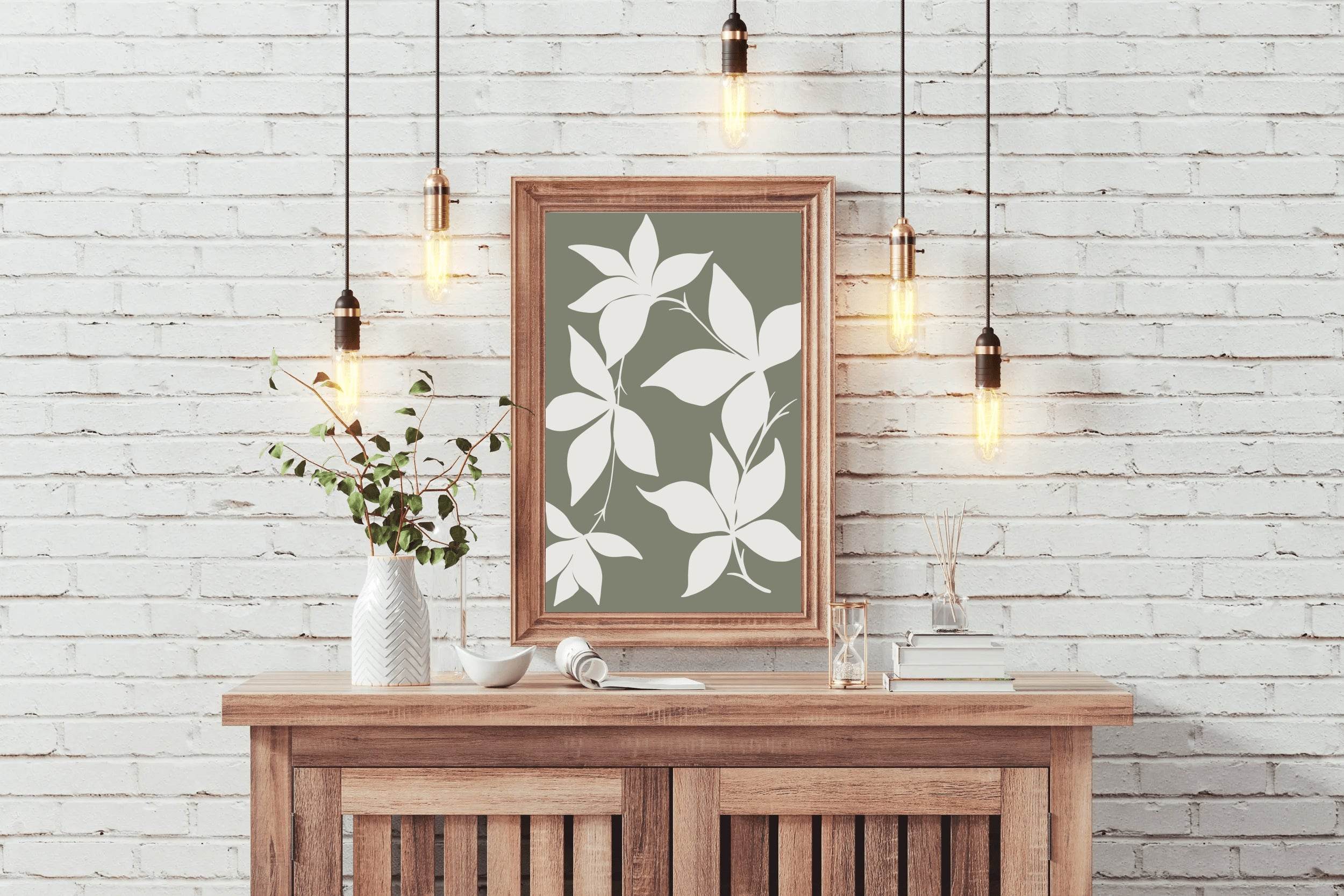 White Blossoms Silhouettes of Flowers ArtWork - beink online art store