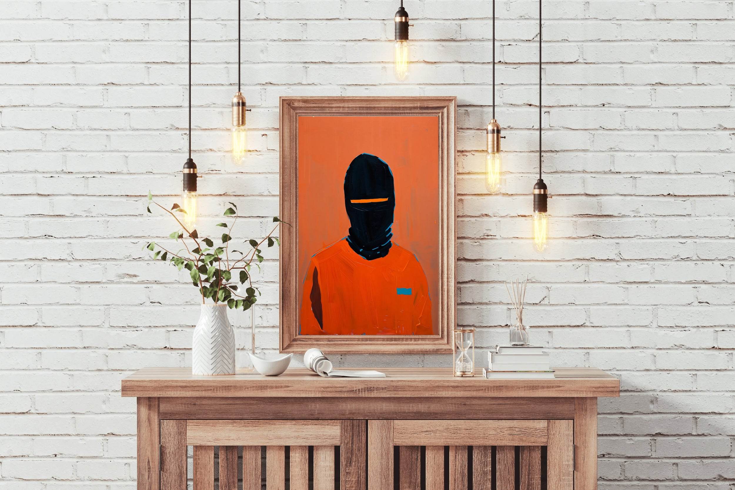 Men in Black Mask Painting Wall Art - beink online art store