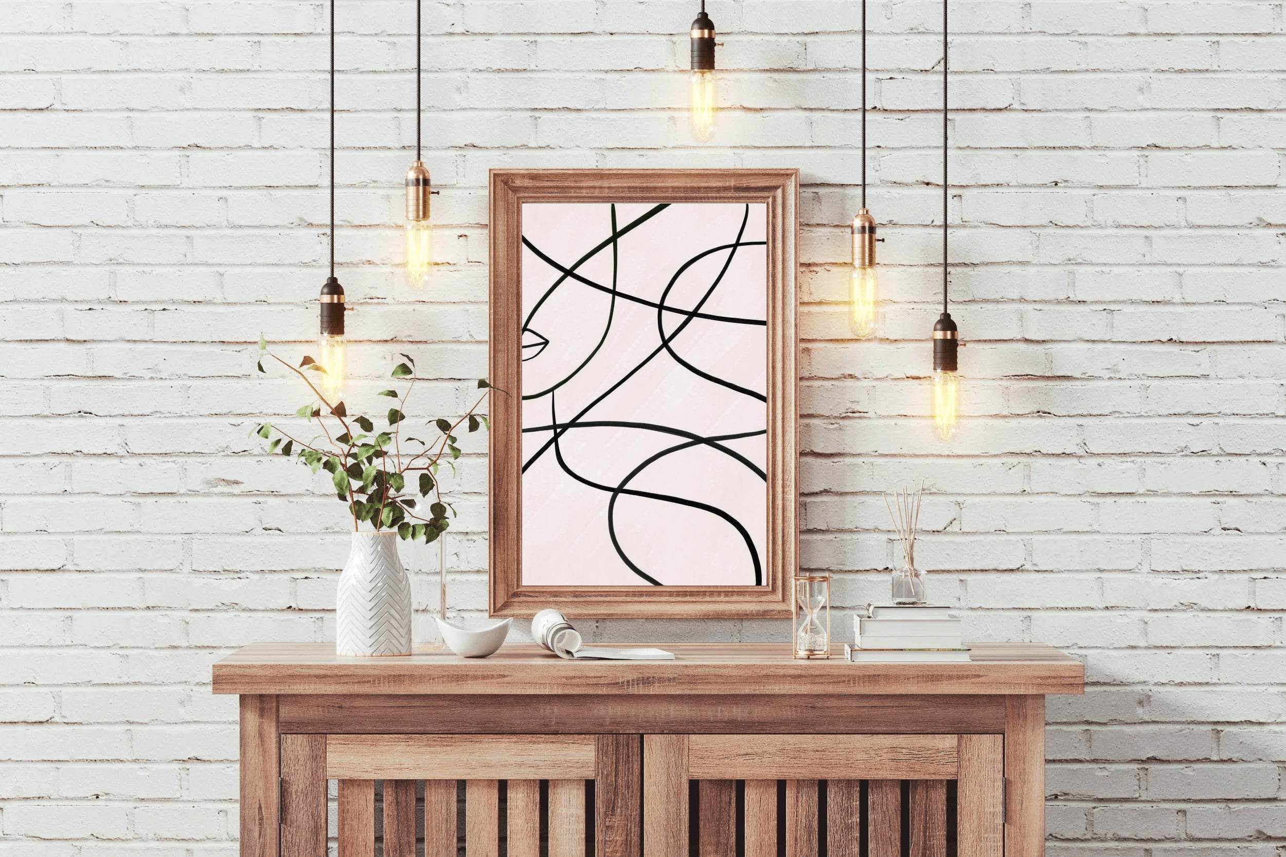 Drawing Black Curved Waves Wall Art - beink online art store
