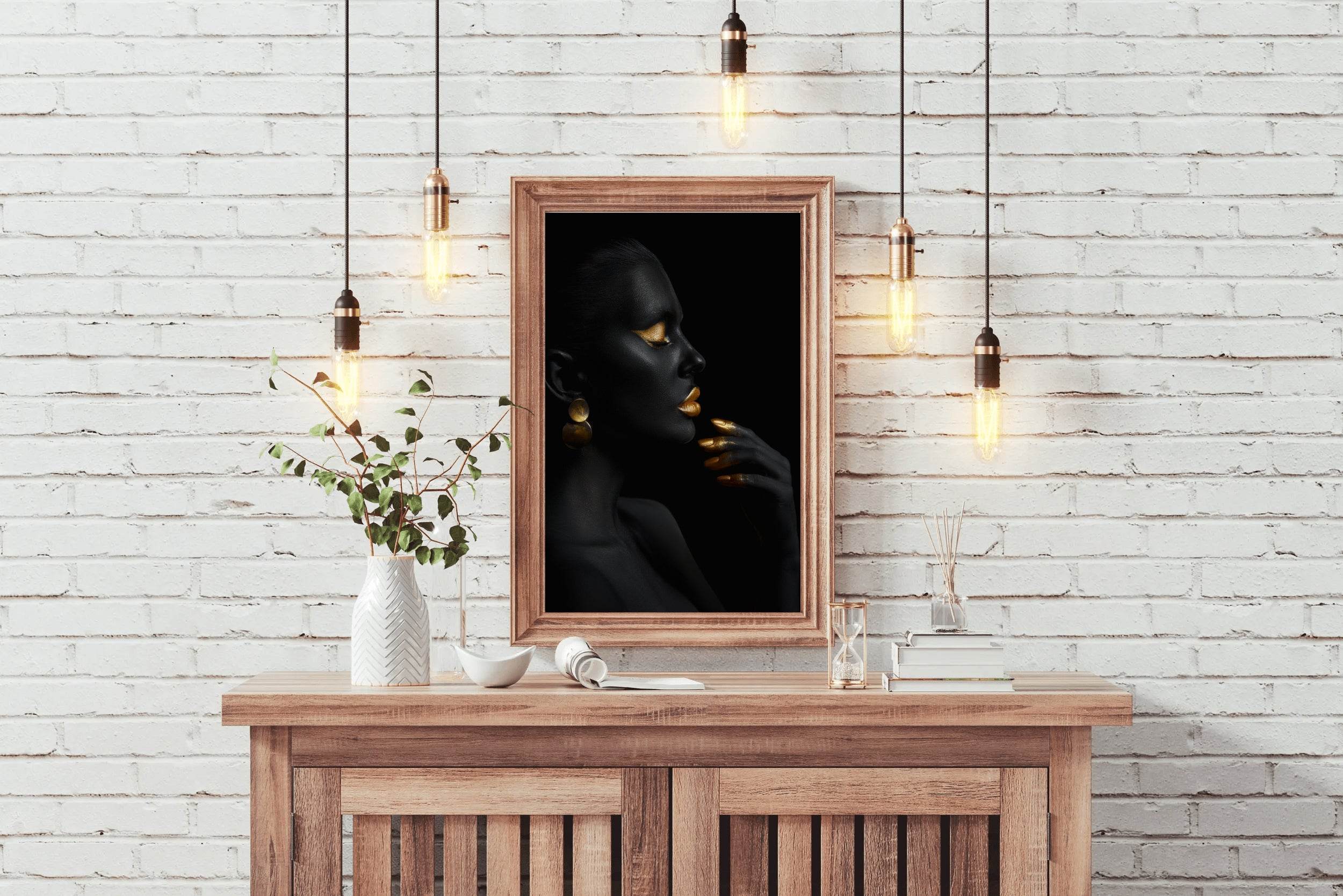 Women Painted Golden Black and White Wall Art - beink online art store